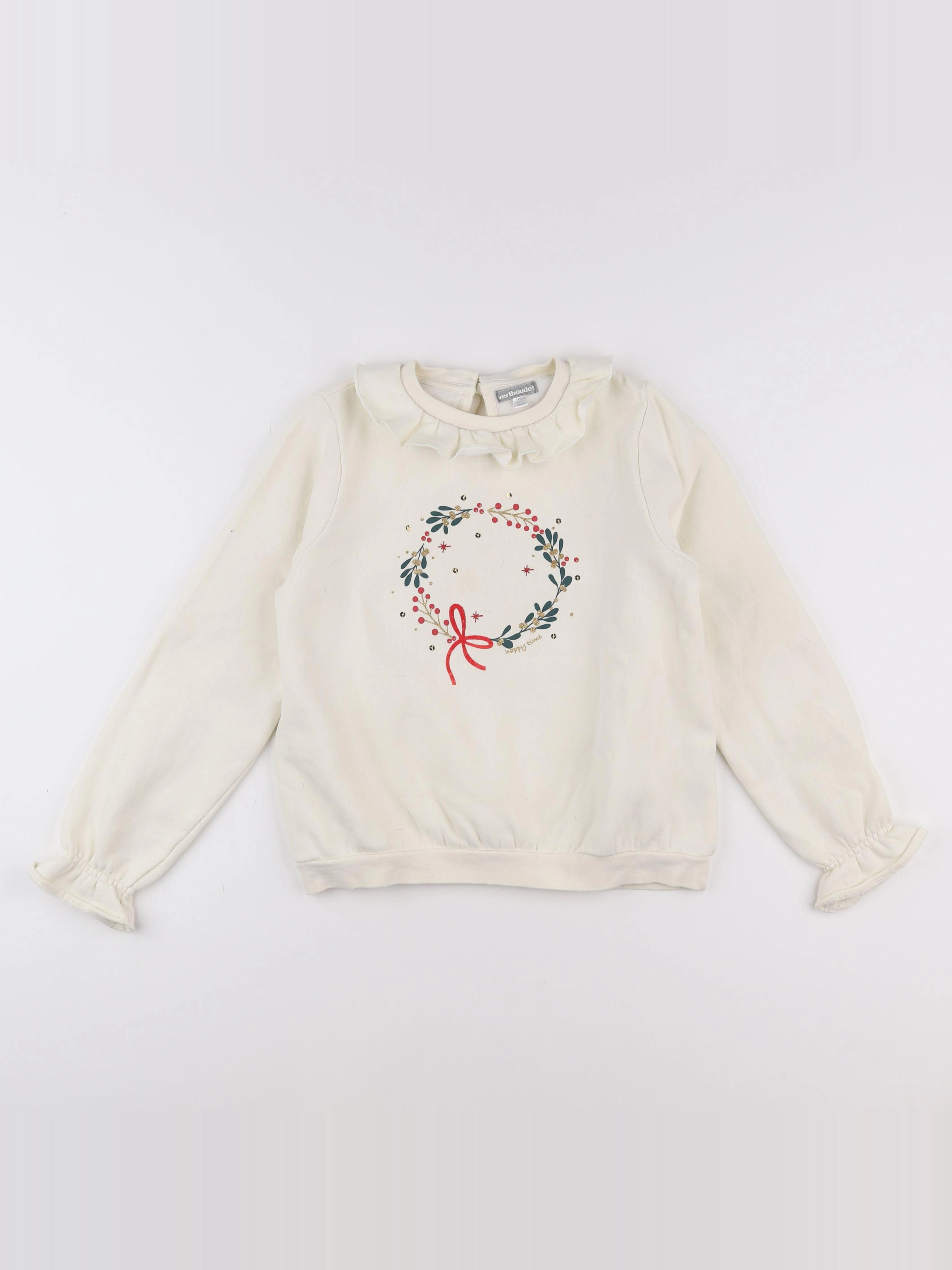Vertbaudet - sweat beige - 10 ans