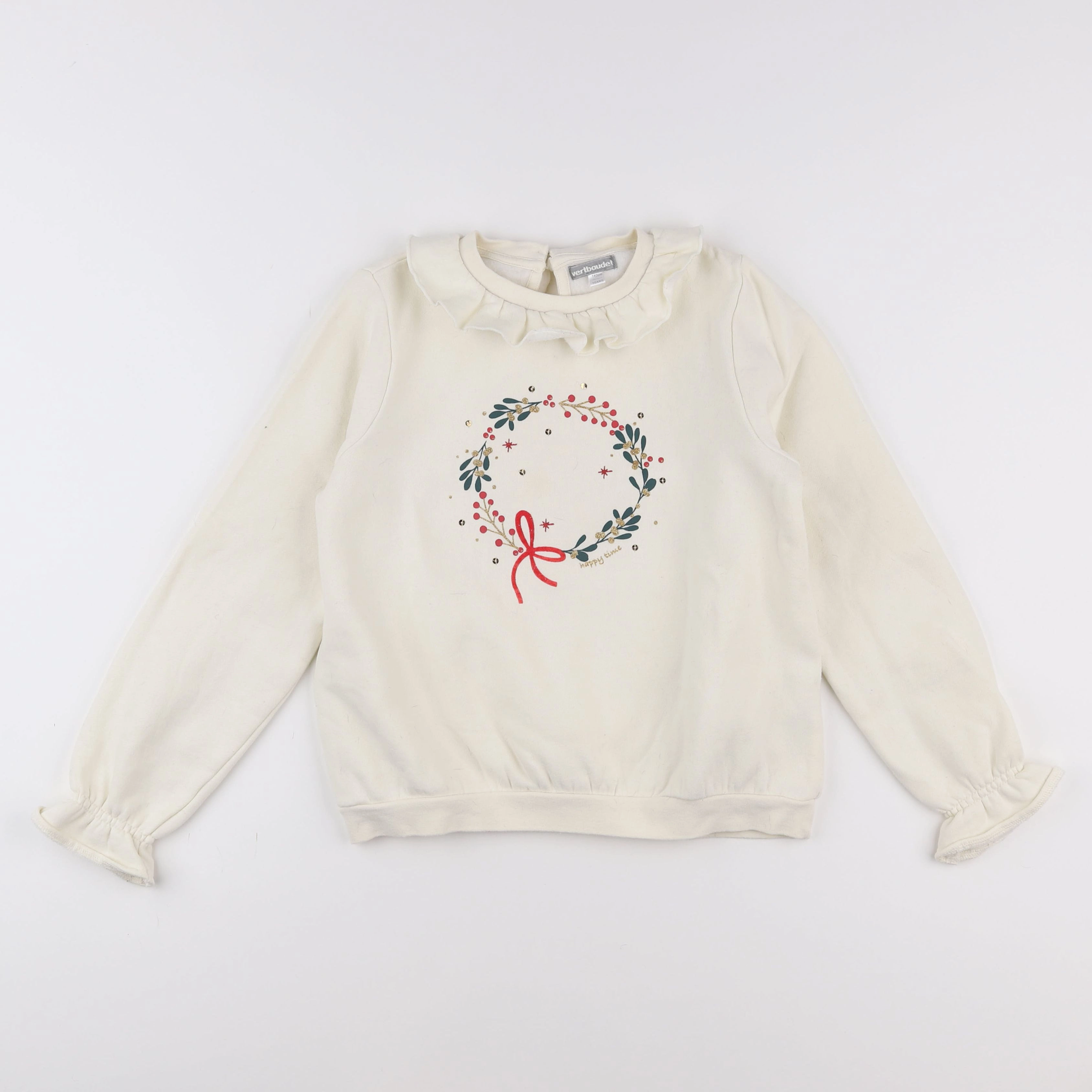 Vertbaudet - sweat beige - 10 ans