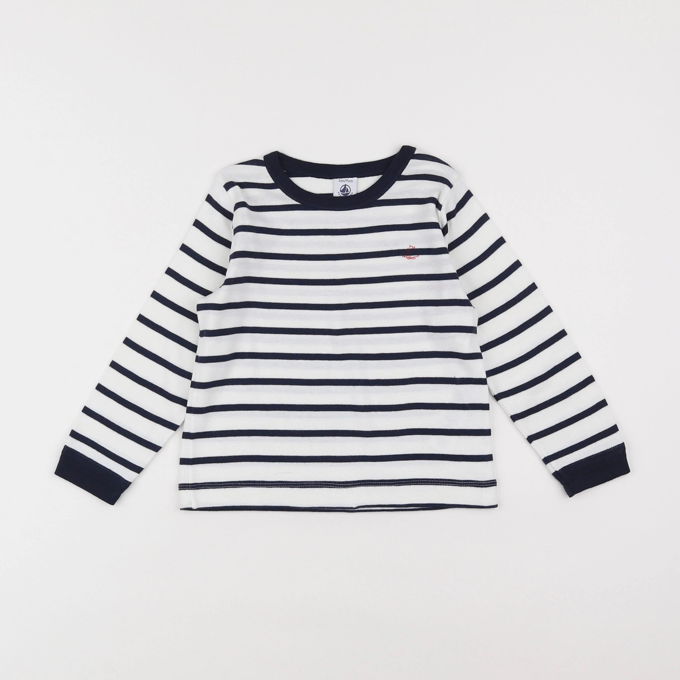 Petit Bateau - maillot de corps blanc, bleu - 3 ans