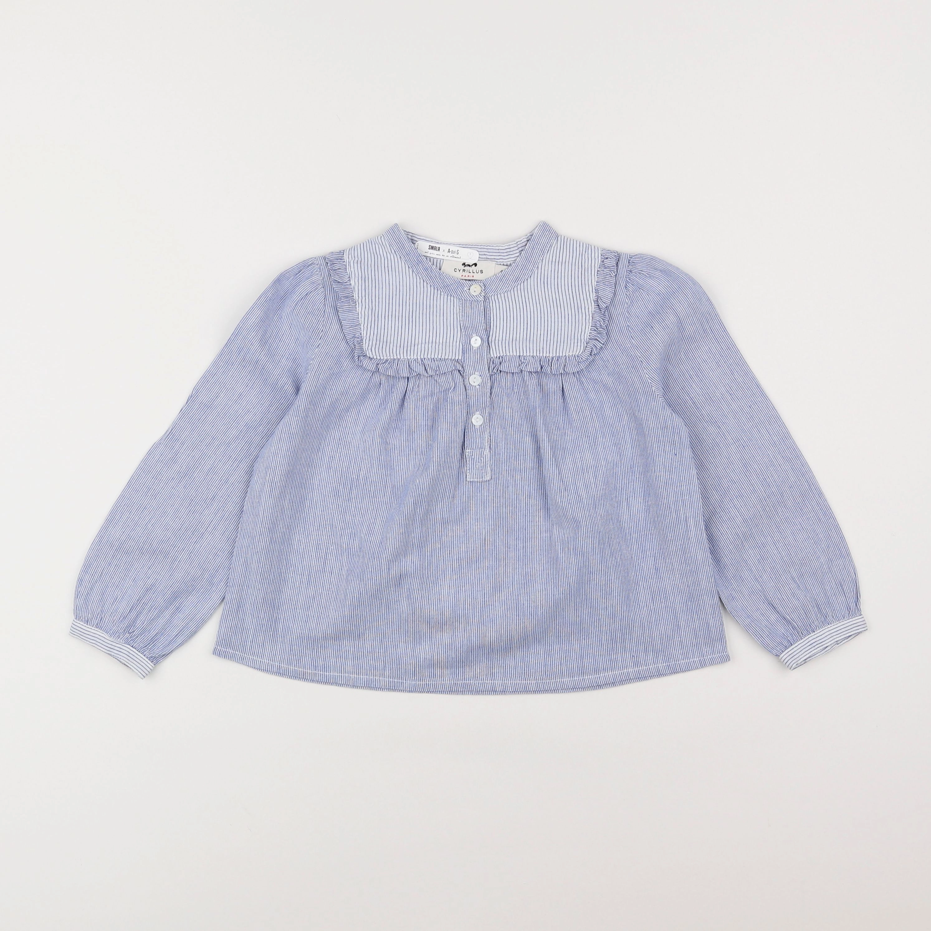 Cyrillus - blouse blanc, bleu - 4 ans