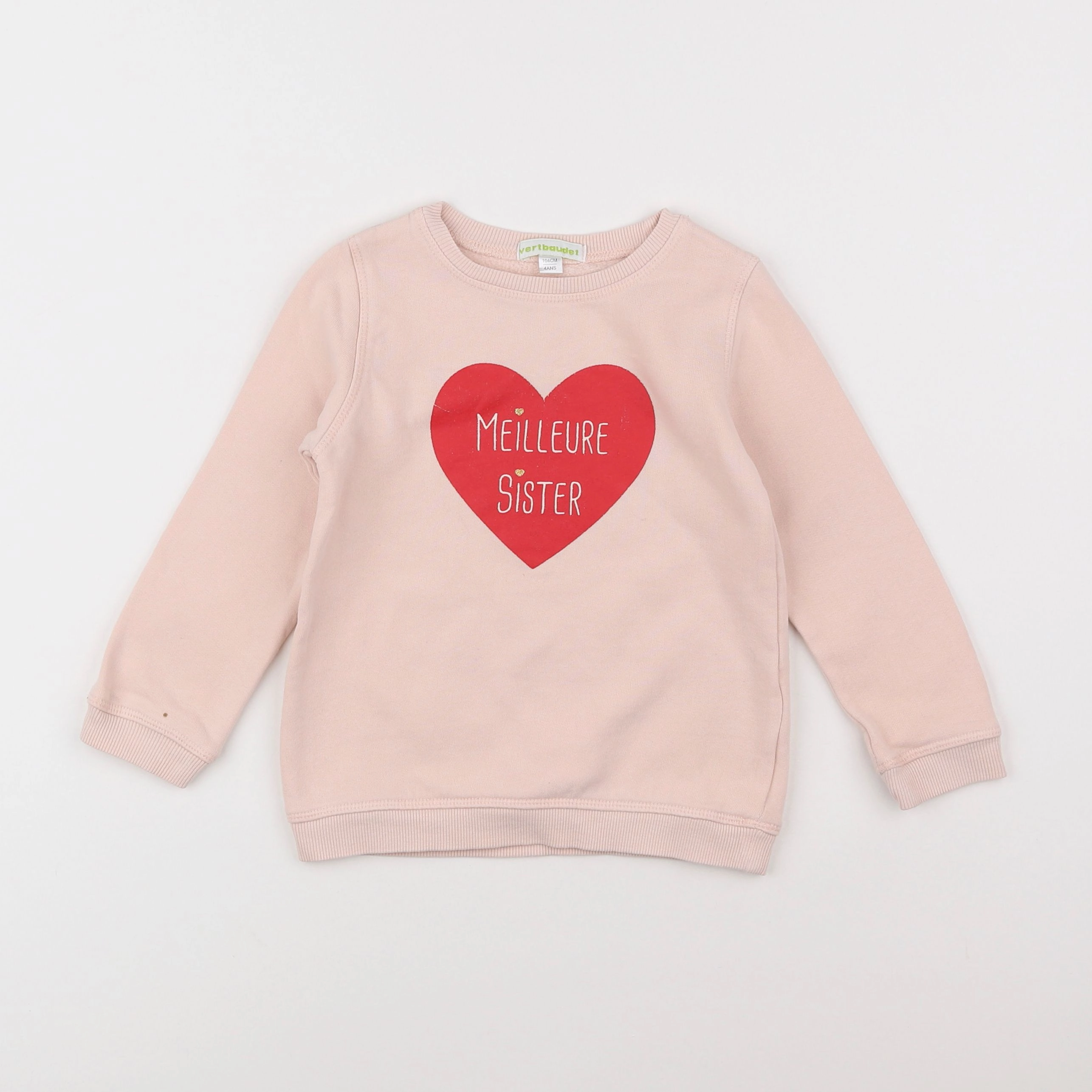 Vertbaudet - sweat rose - 4 ans