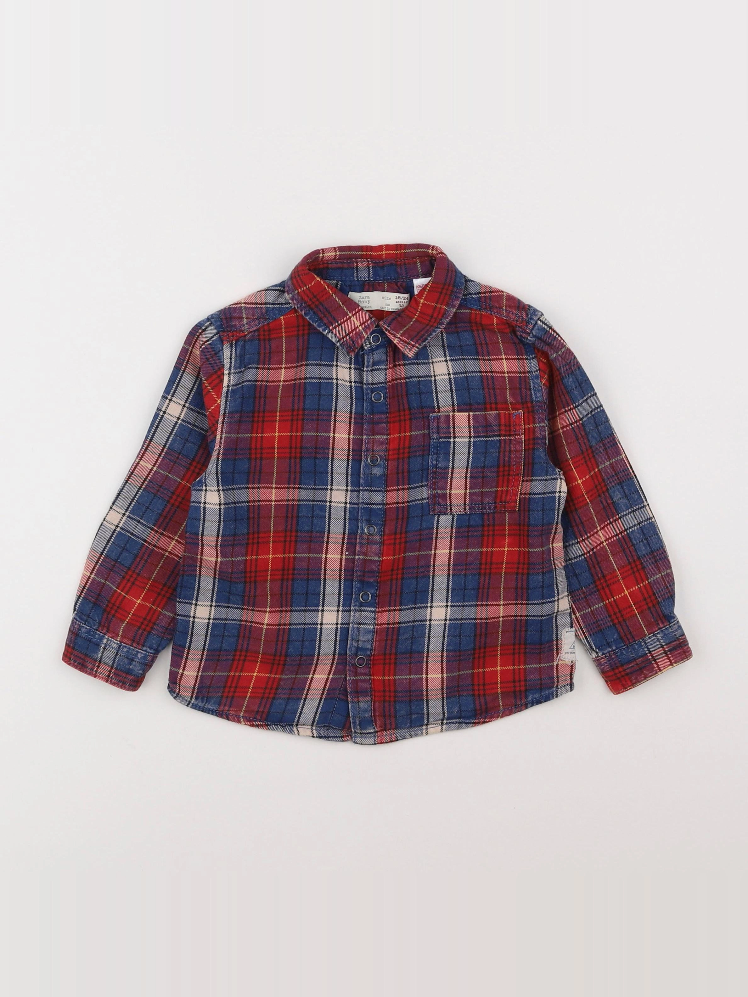Zara - chemise blanc, bleu, rouge - 18 mois à 2 ans