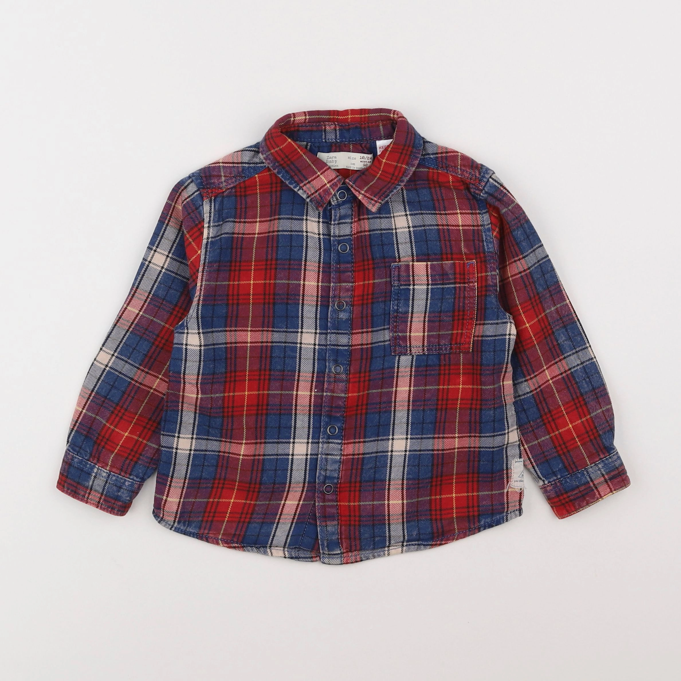 Zara - chemise blanc, bleu, rouge - 18 mois à 2 ans