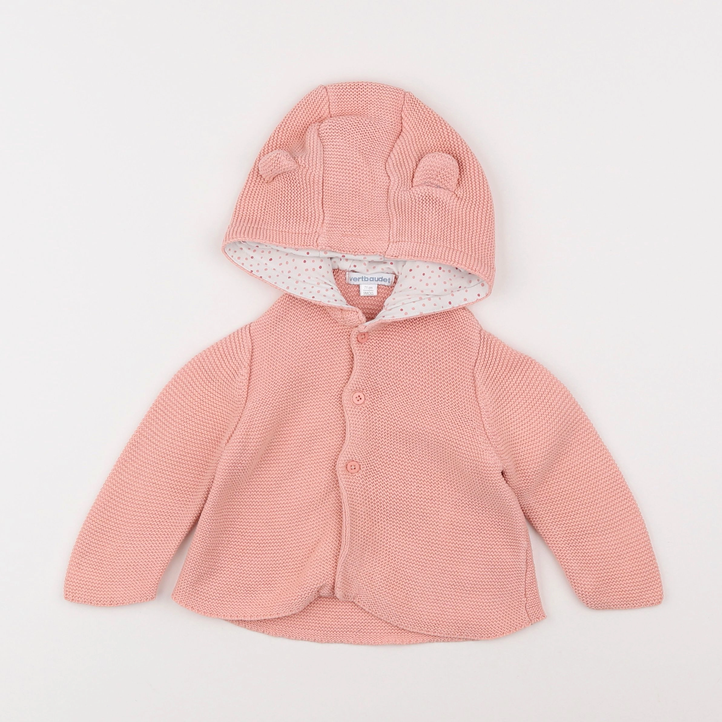 Vertbaudet - gilet rose - 9 mois