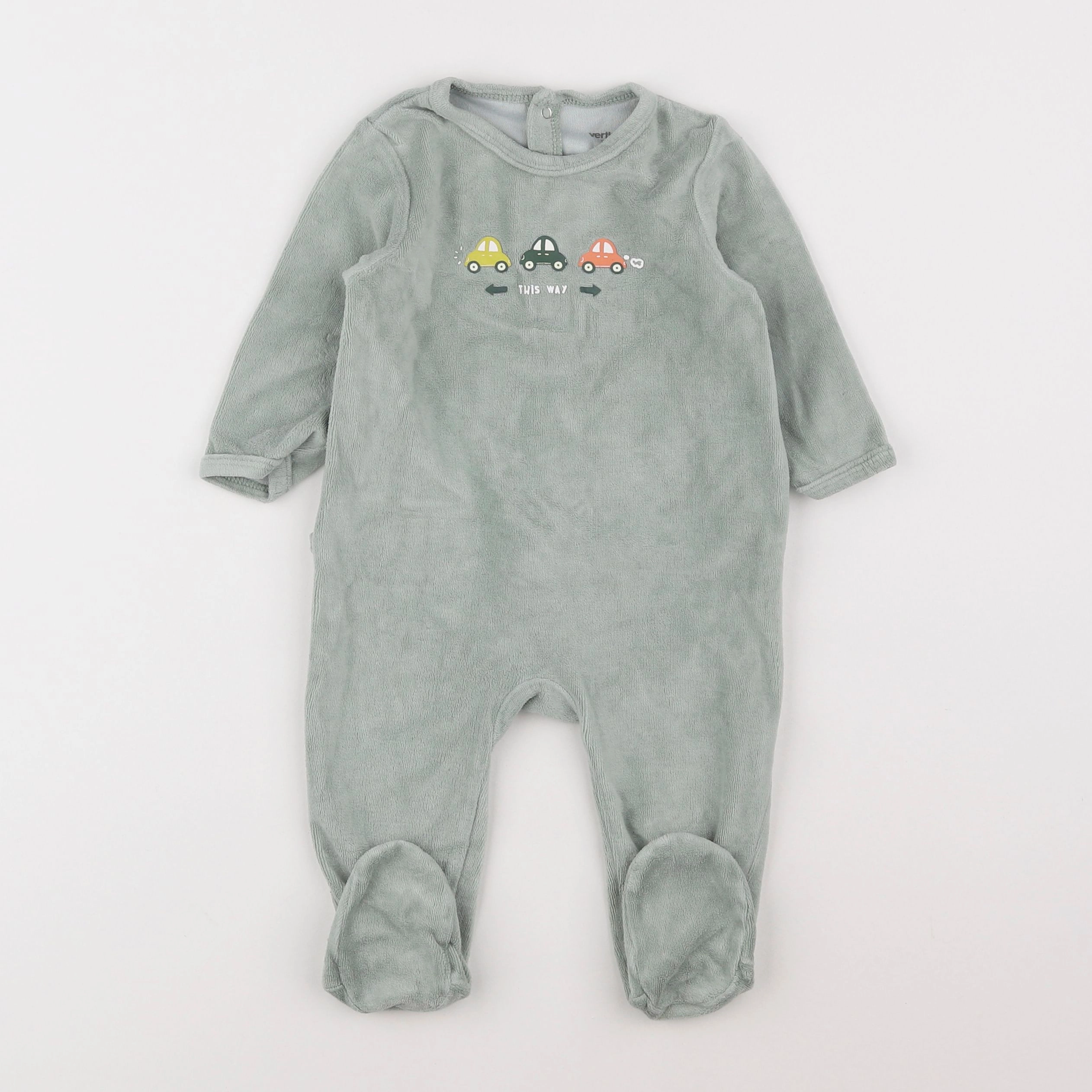 Vertbaudet - pyjama velours vert - 9 mois