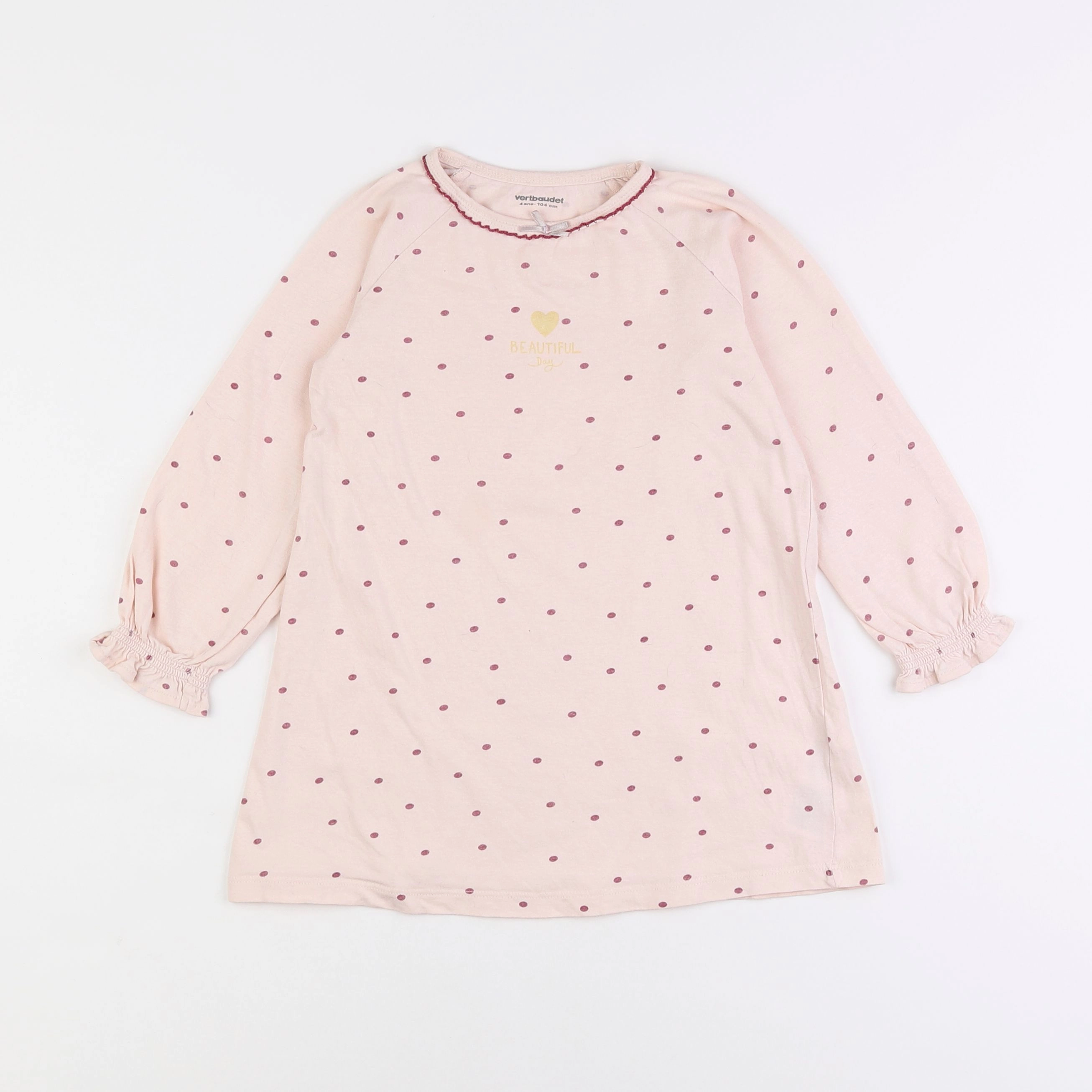 Vertbaudet - chemise de nuit coton rose - 4 ans