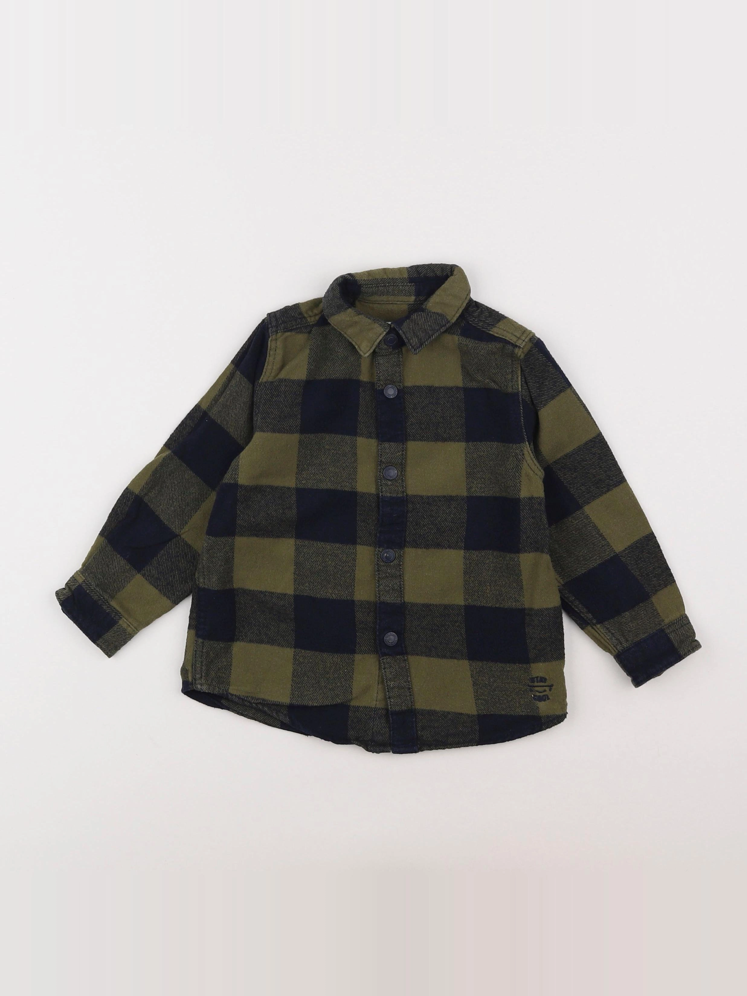 Vertbaudet - chemise vert, noir - 3 ans