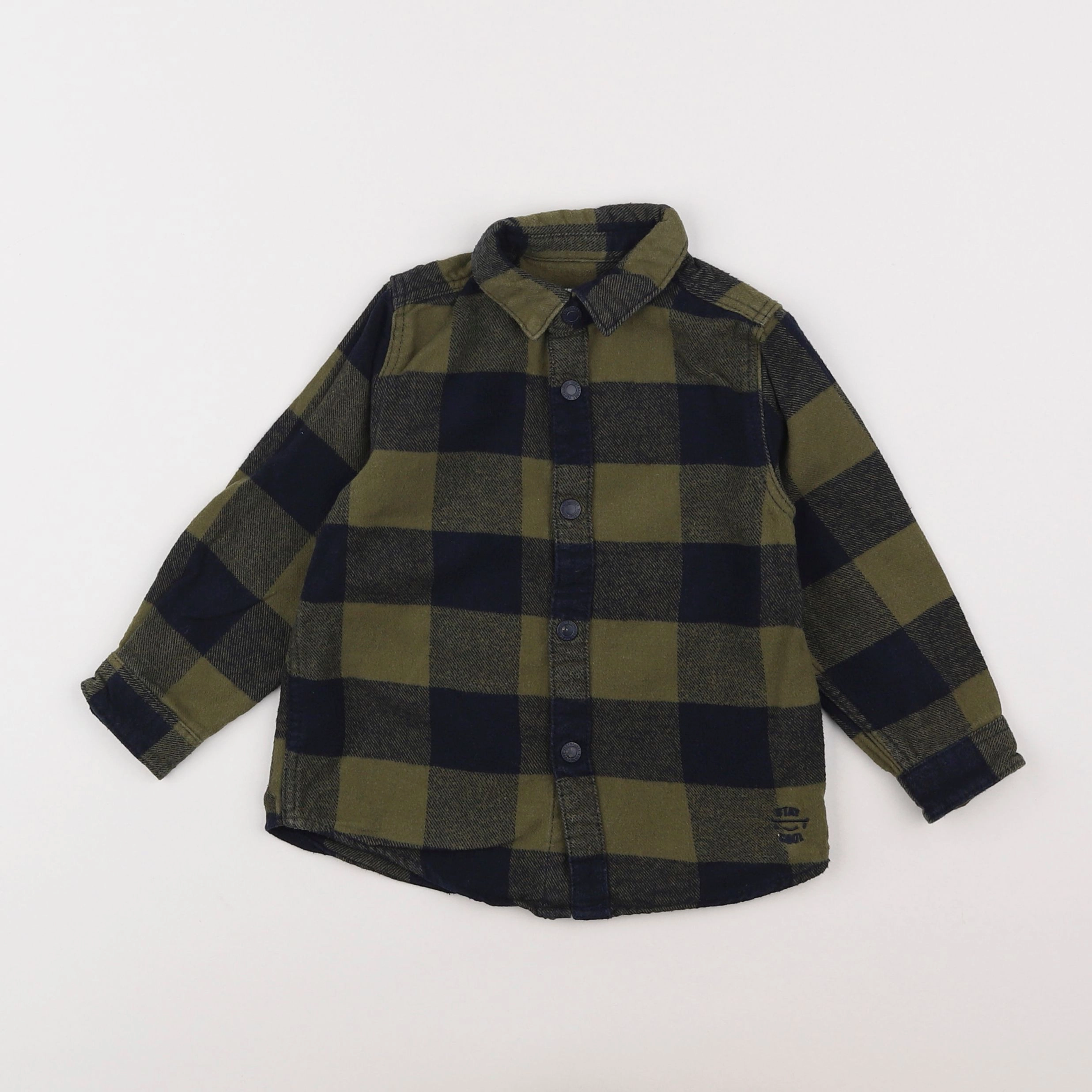 Vertbaudet - chemise vert, noir - 3 ans