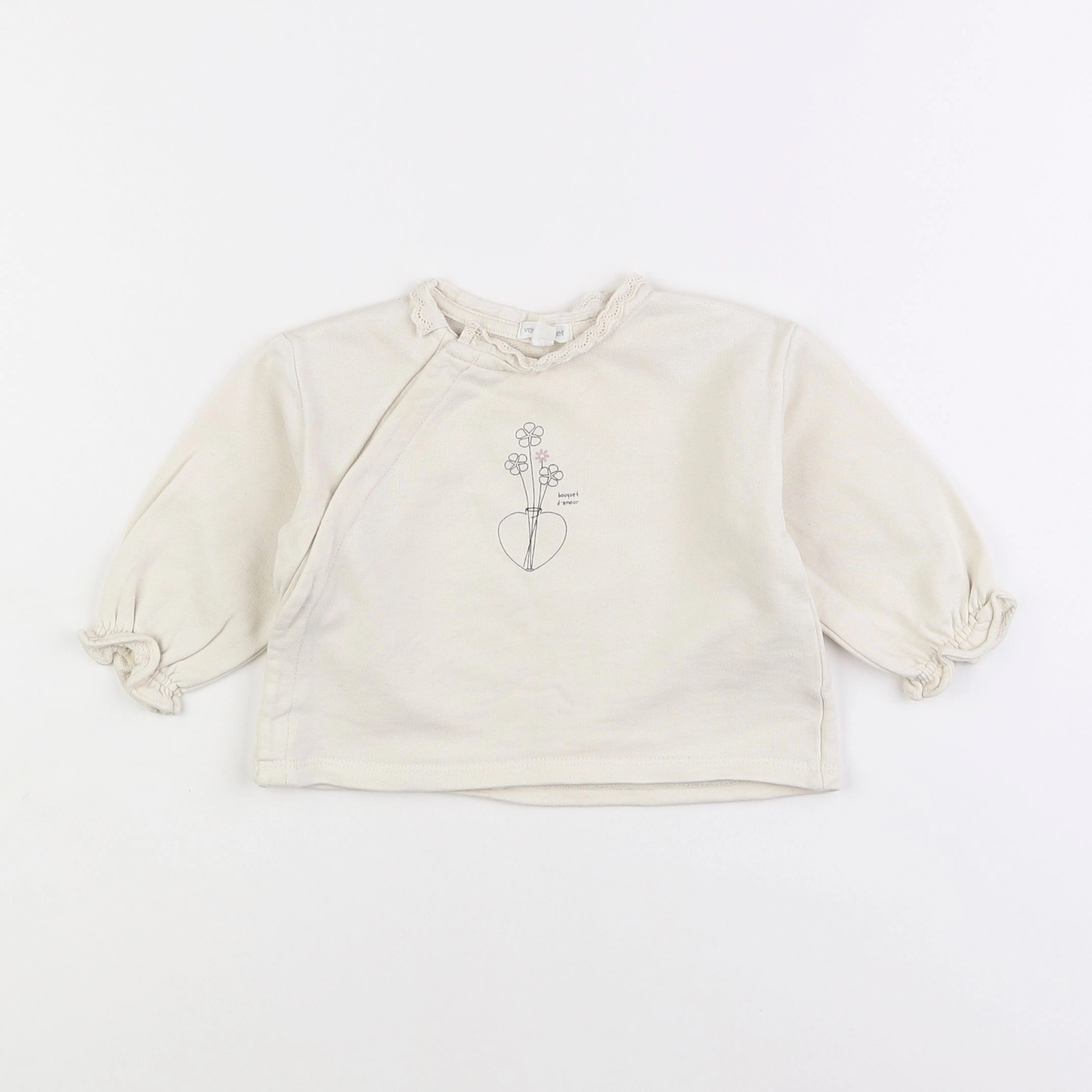 Vertbaudet - sweat beige - 6 mois