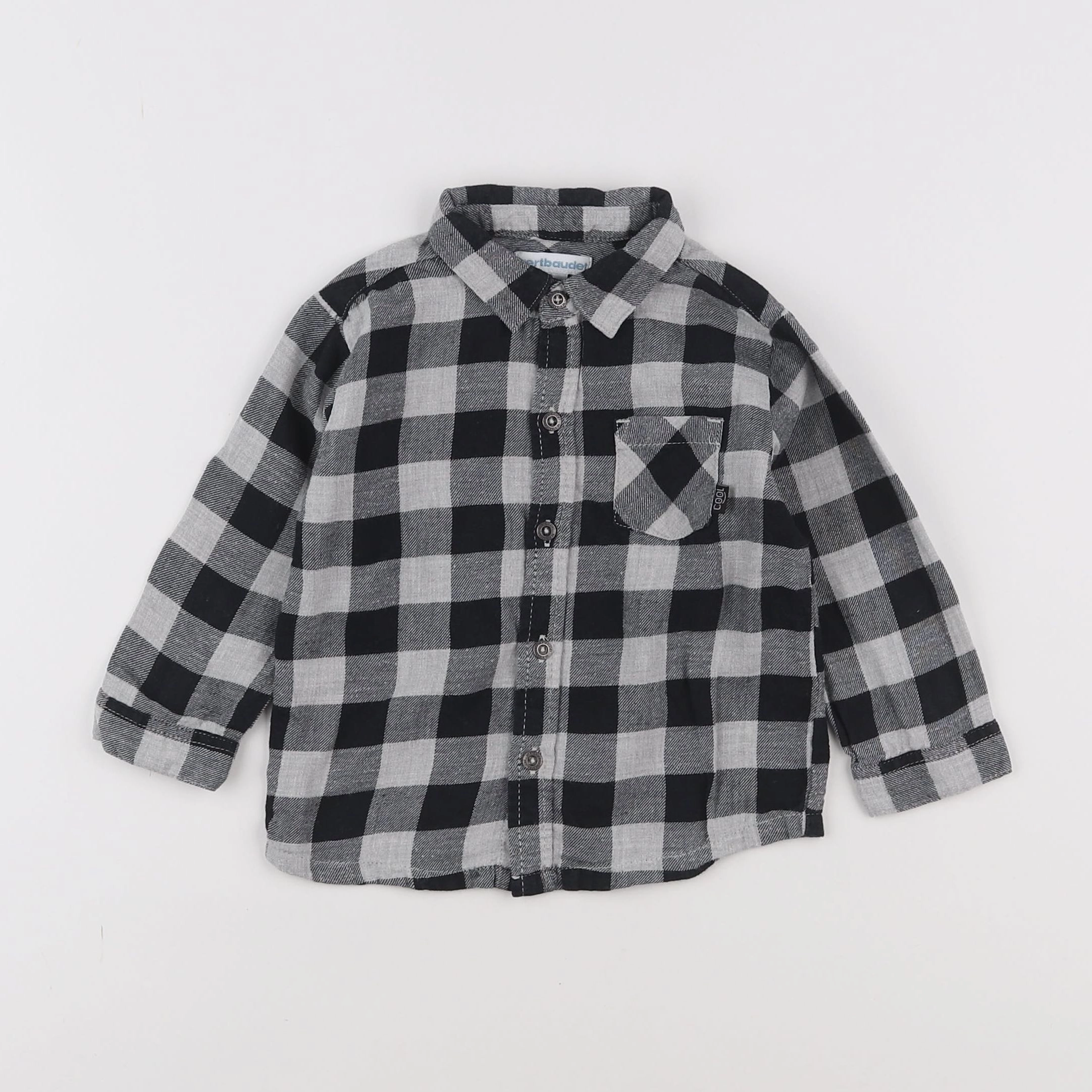 Vertbaudet - chemise noir, gris - 12 mois