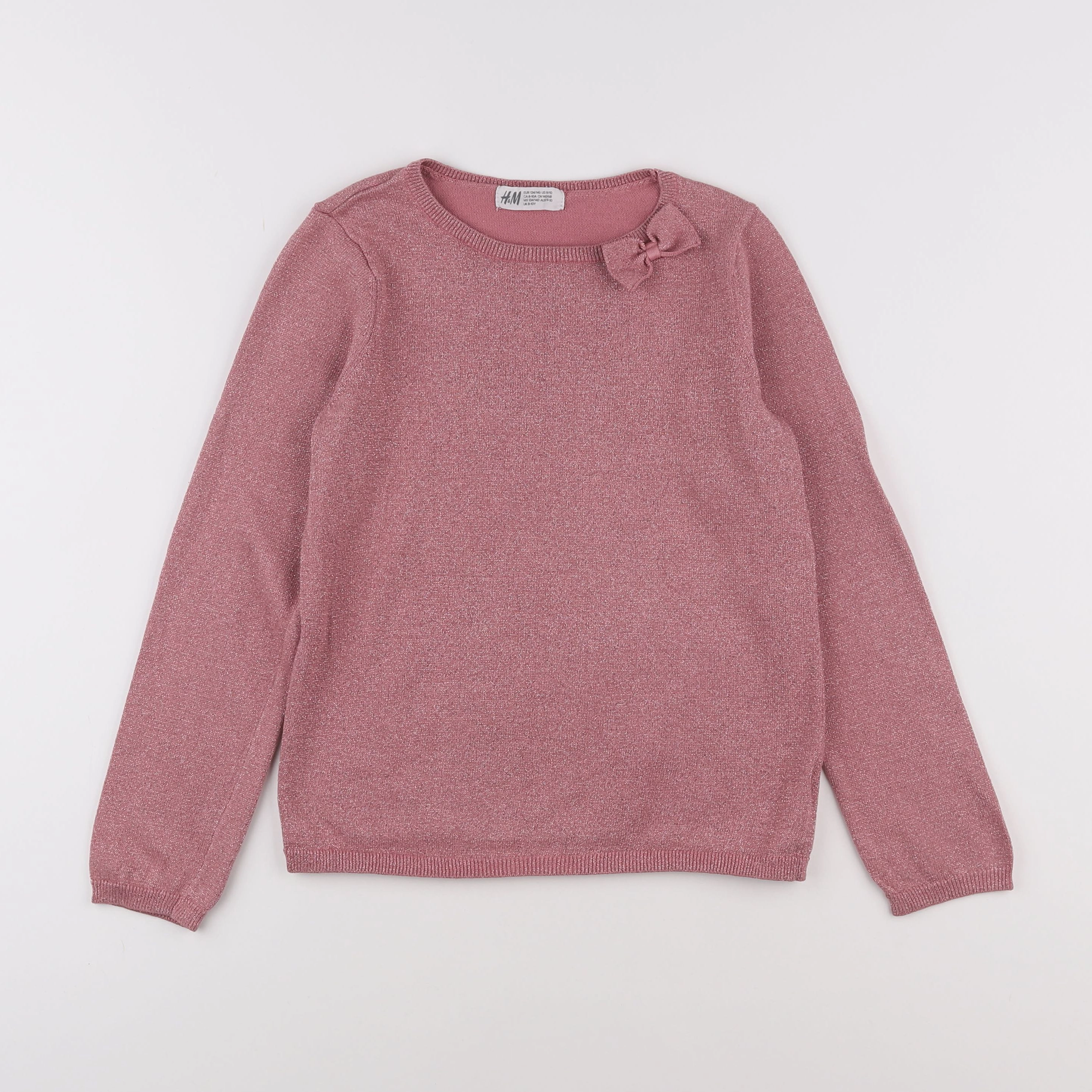 H&M - pull rose, or - 8/10 ans