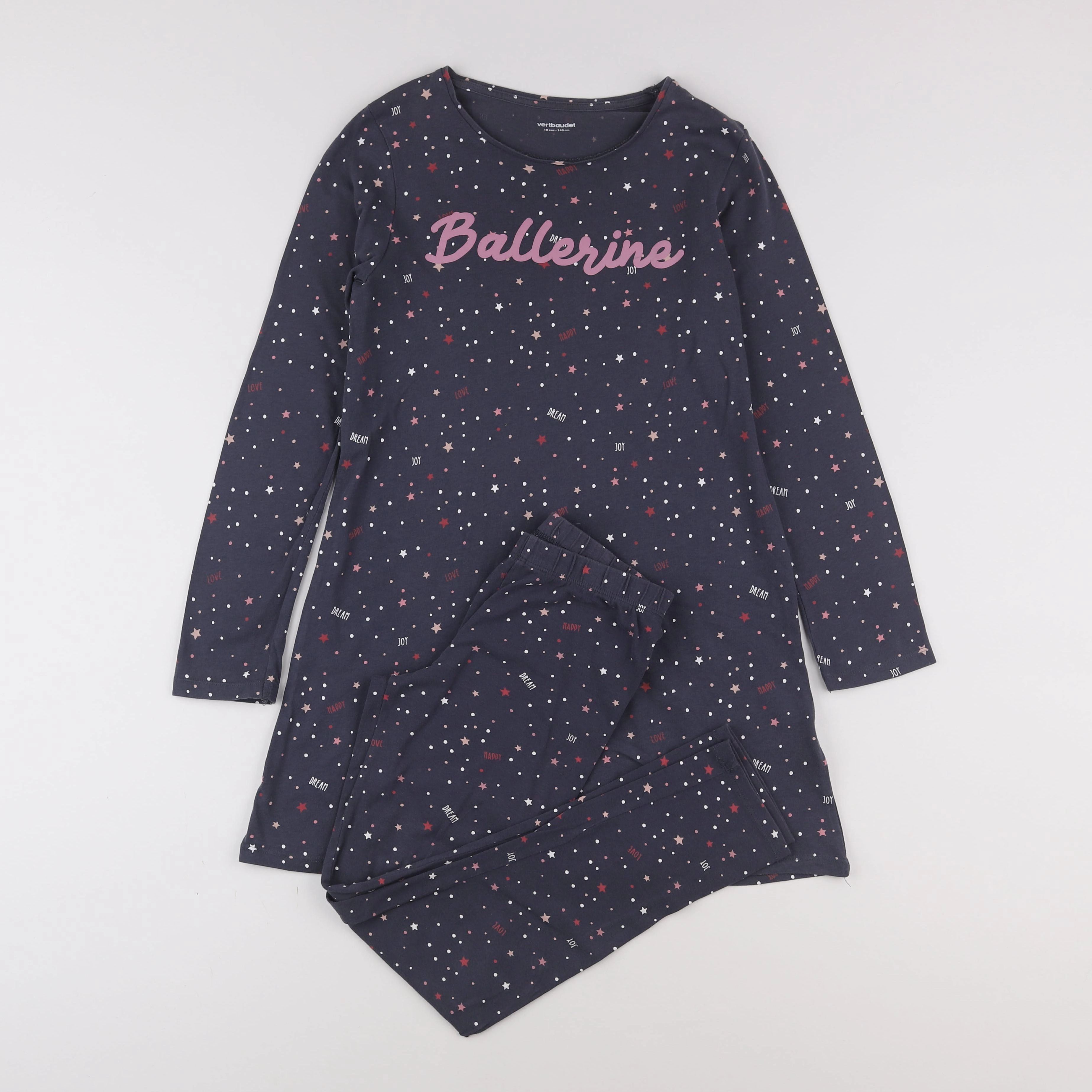 Vertbaudet - pyjama coton violet - 10 ans