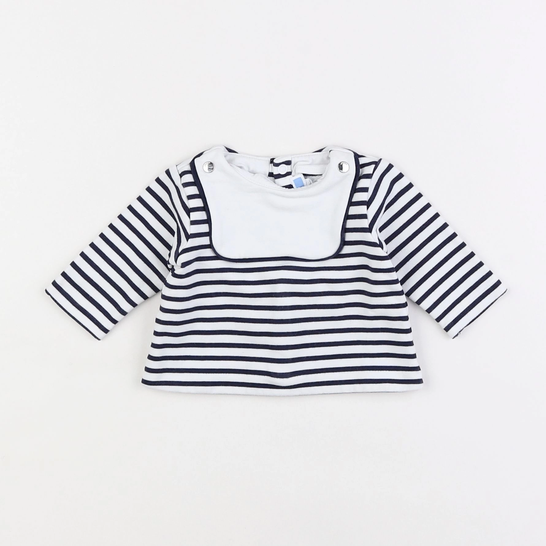 Jacadi - sweat bleu, blanc - 1 mois