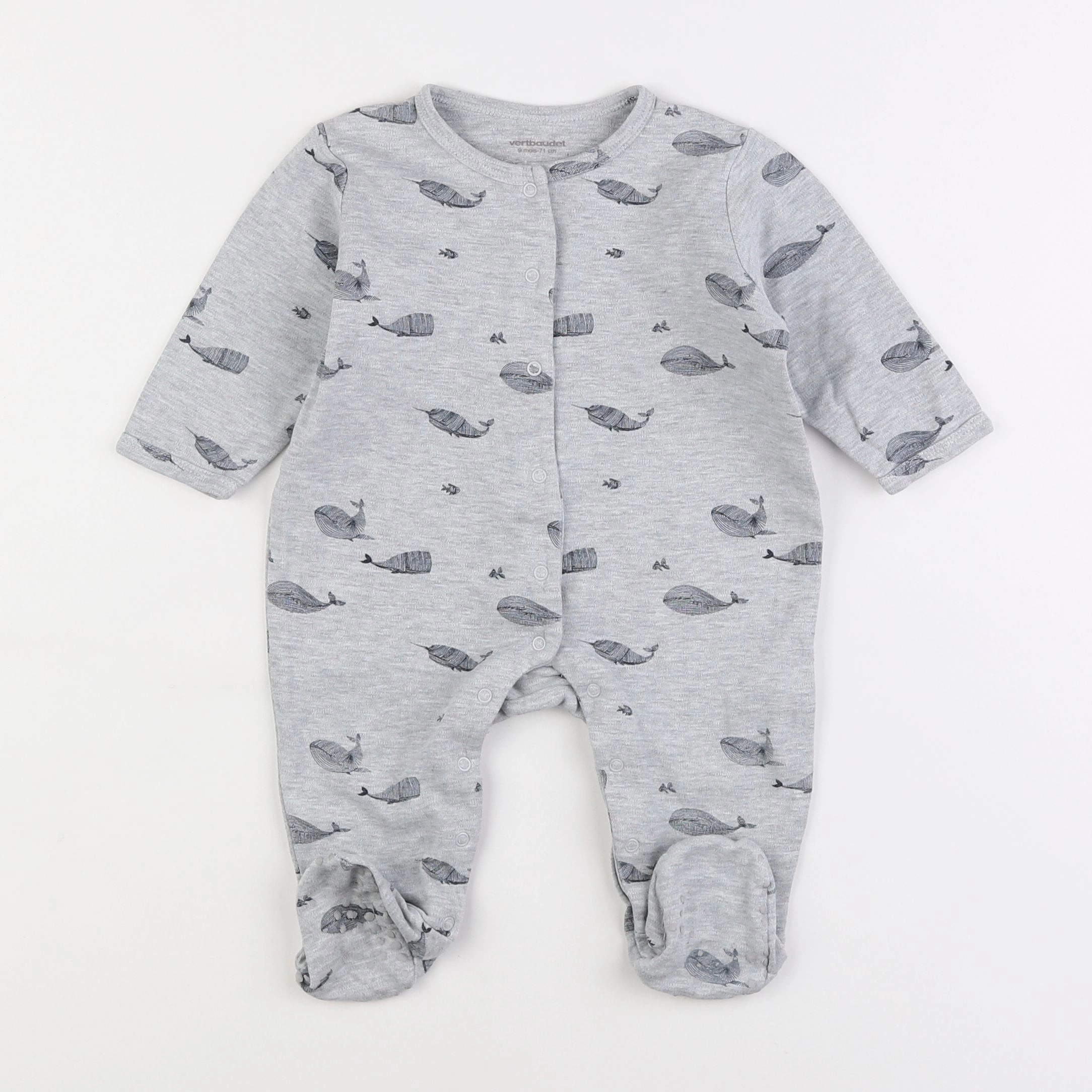 Vertbaudet - pyjama coton gris - 9 mois