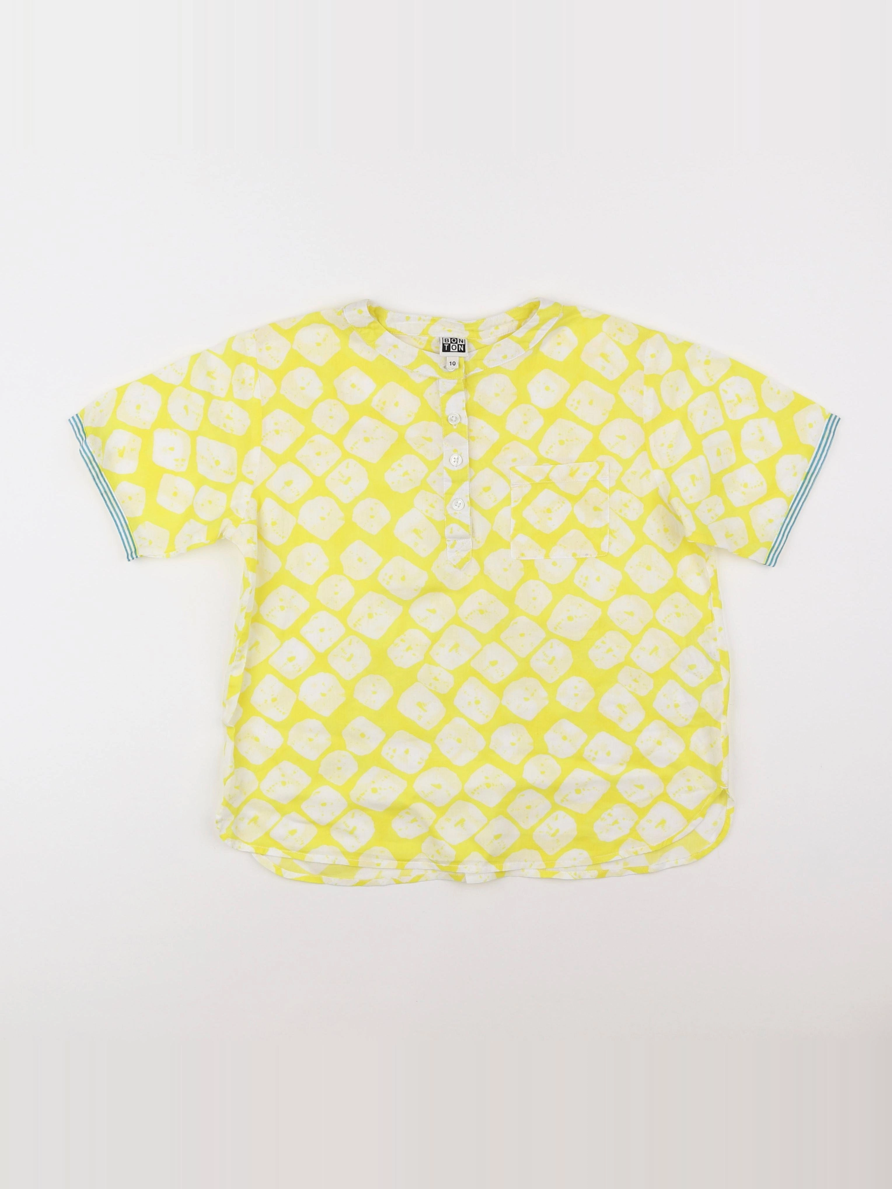 Bonton - blouse jaune, blanc - 10 ans