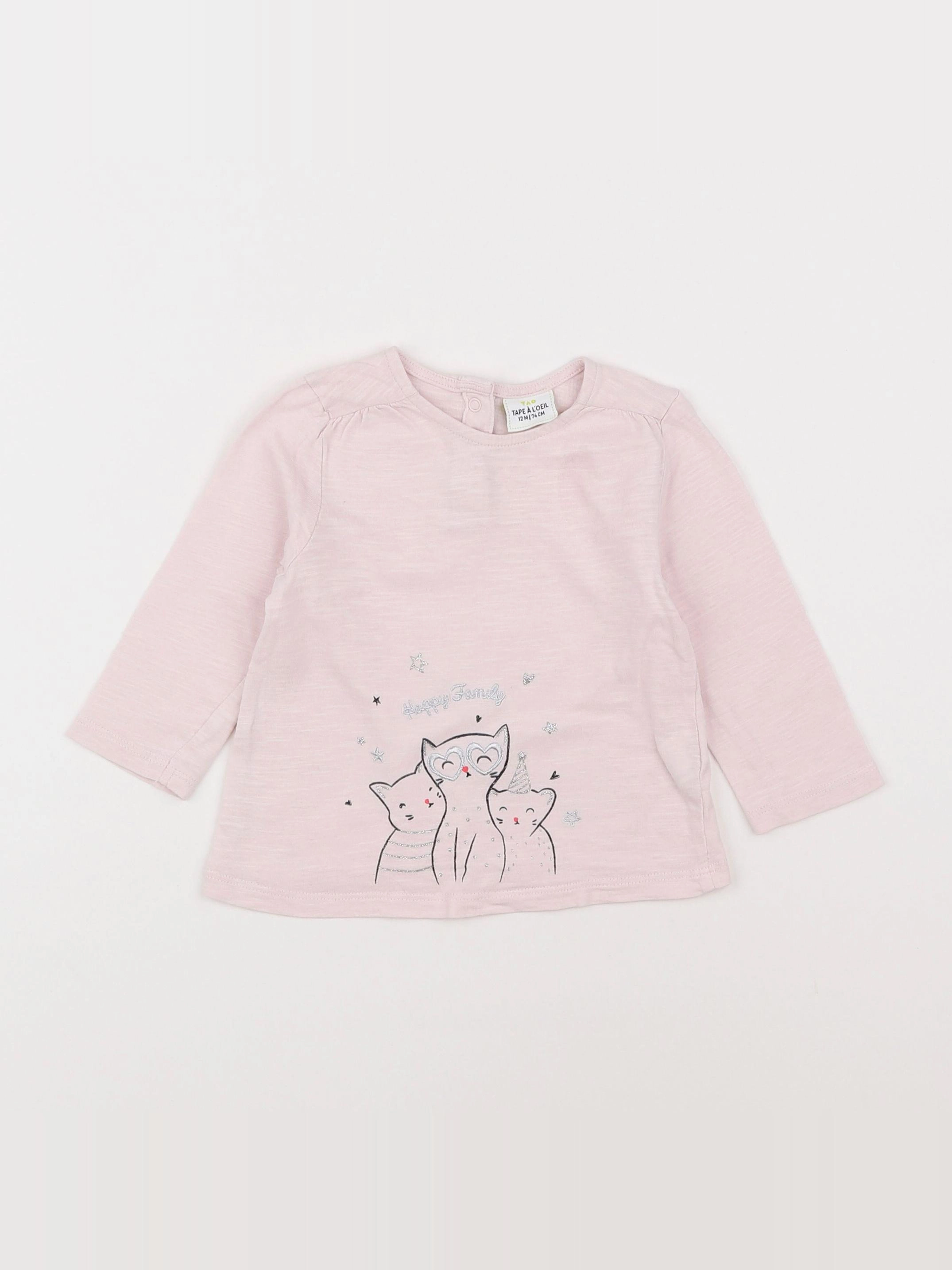 Tape à l'oeil - tee-shirt rose - 12 mois