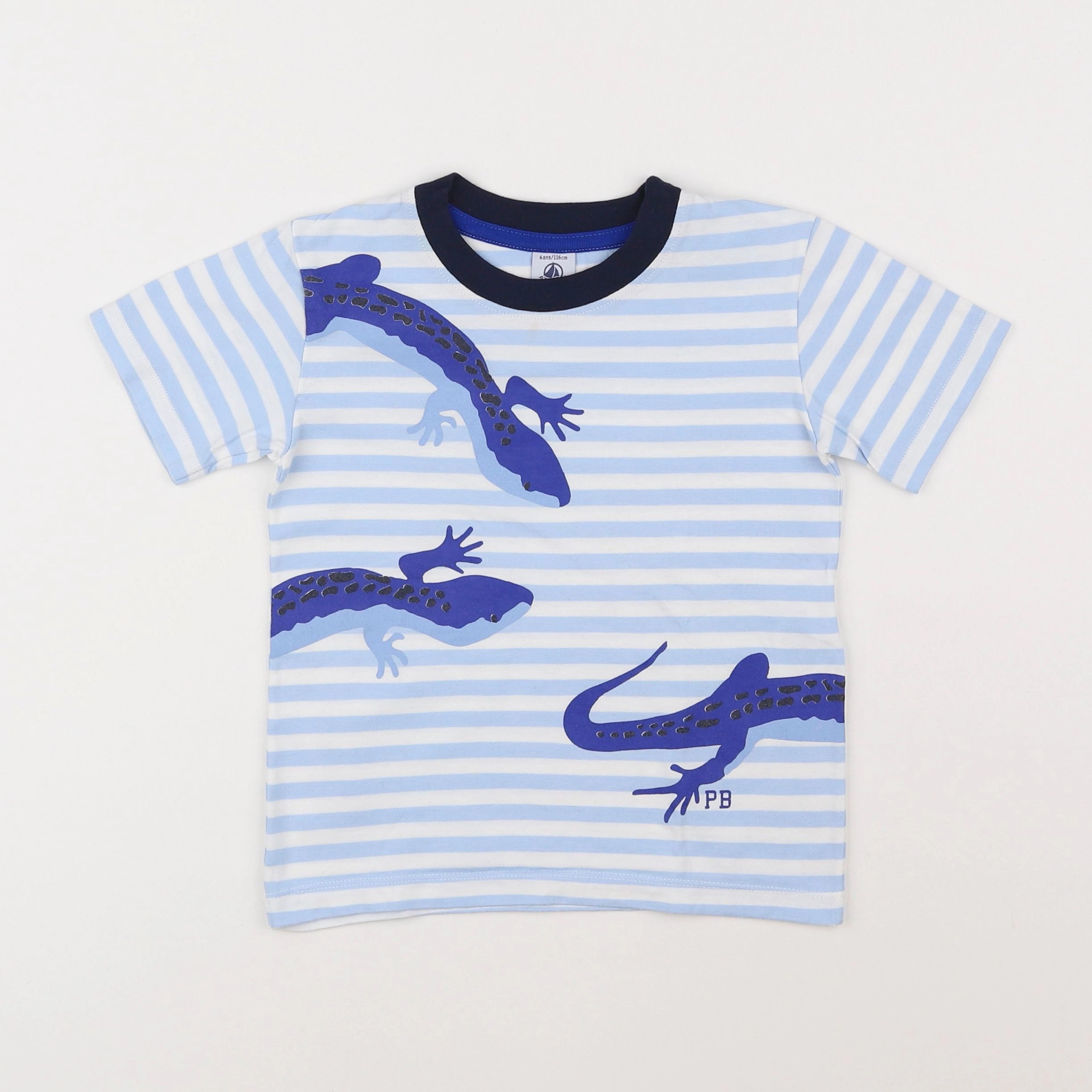 Petit Bateau - tee-shirt bleu, blanc - 6 ans