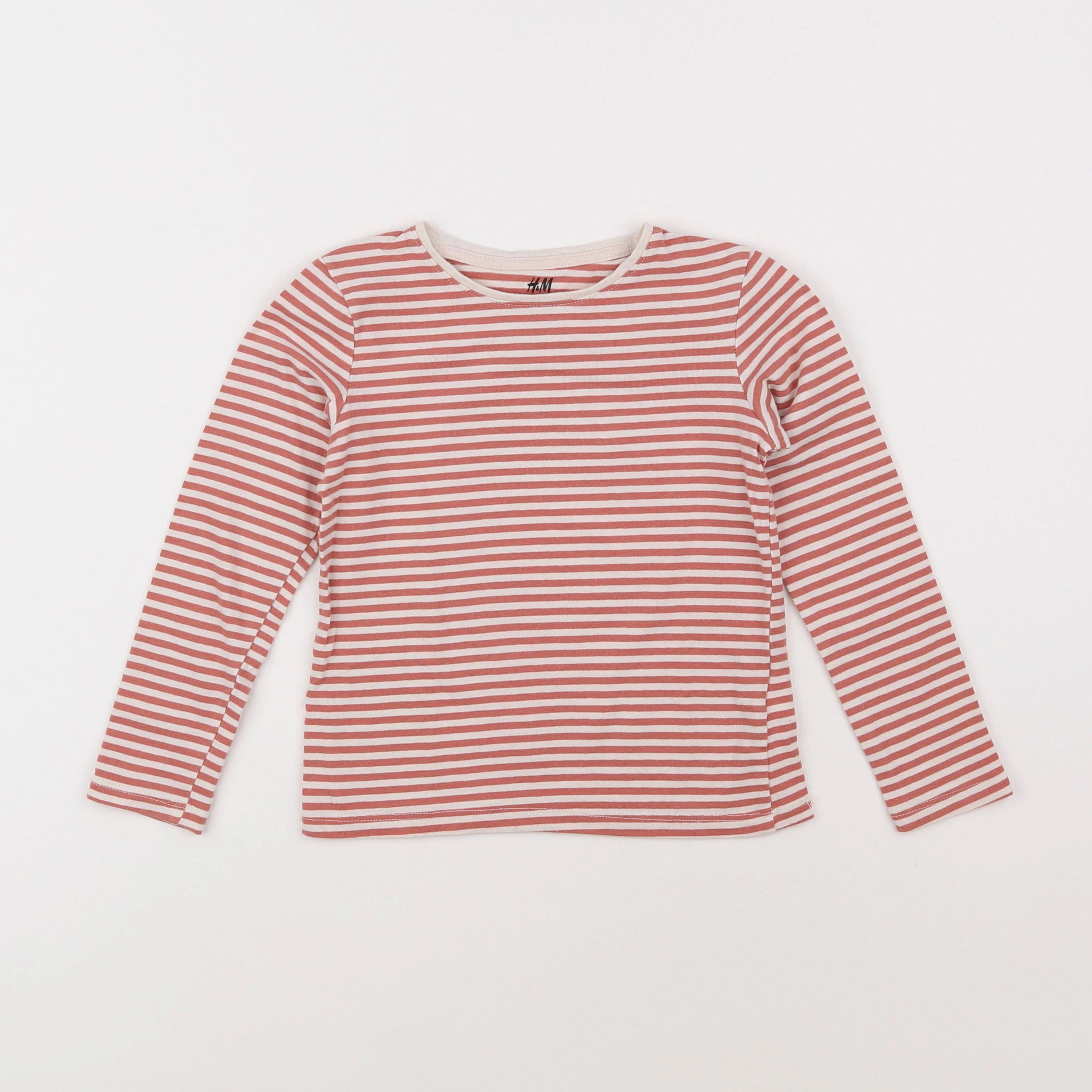 H&M - tee-shirt beige, rose - 4/6 ans