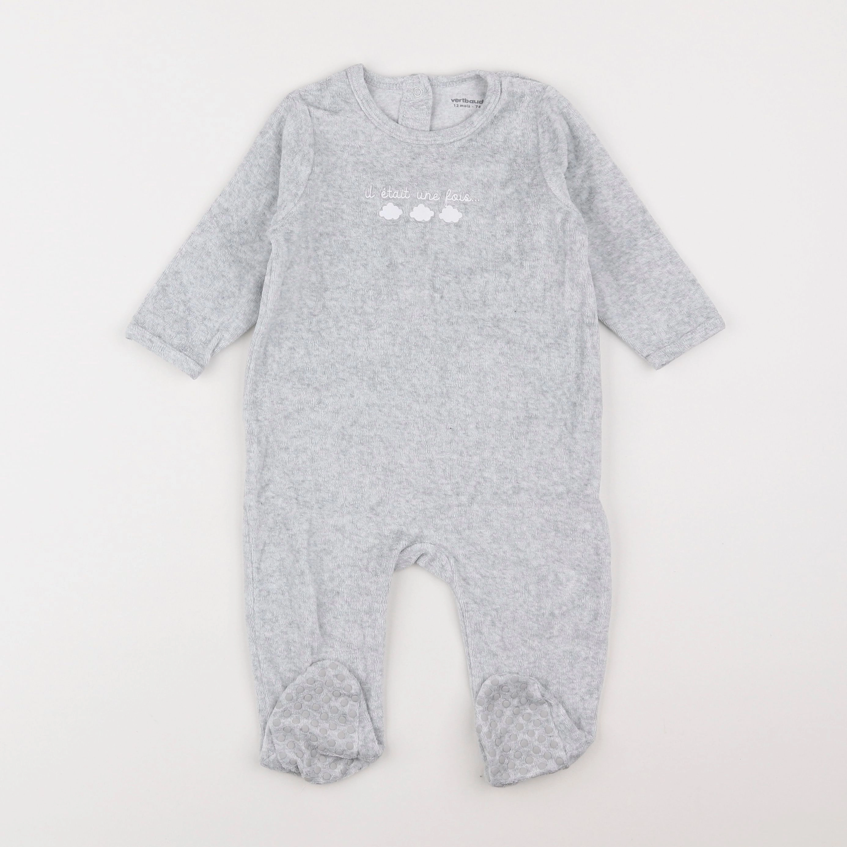 Vertbaudet - pyjama velours gris - 12 mois