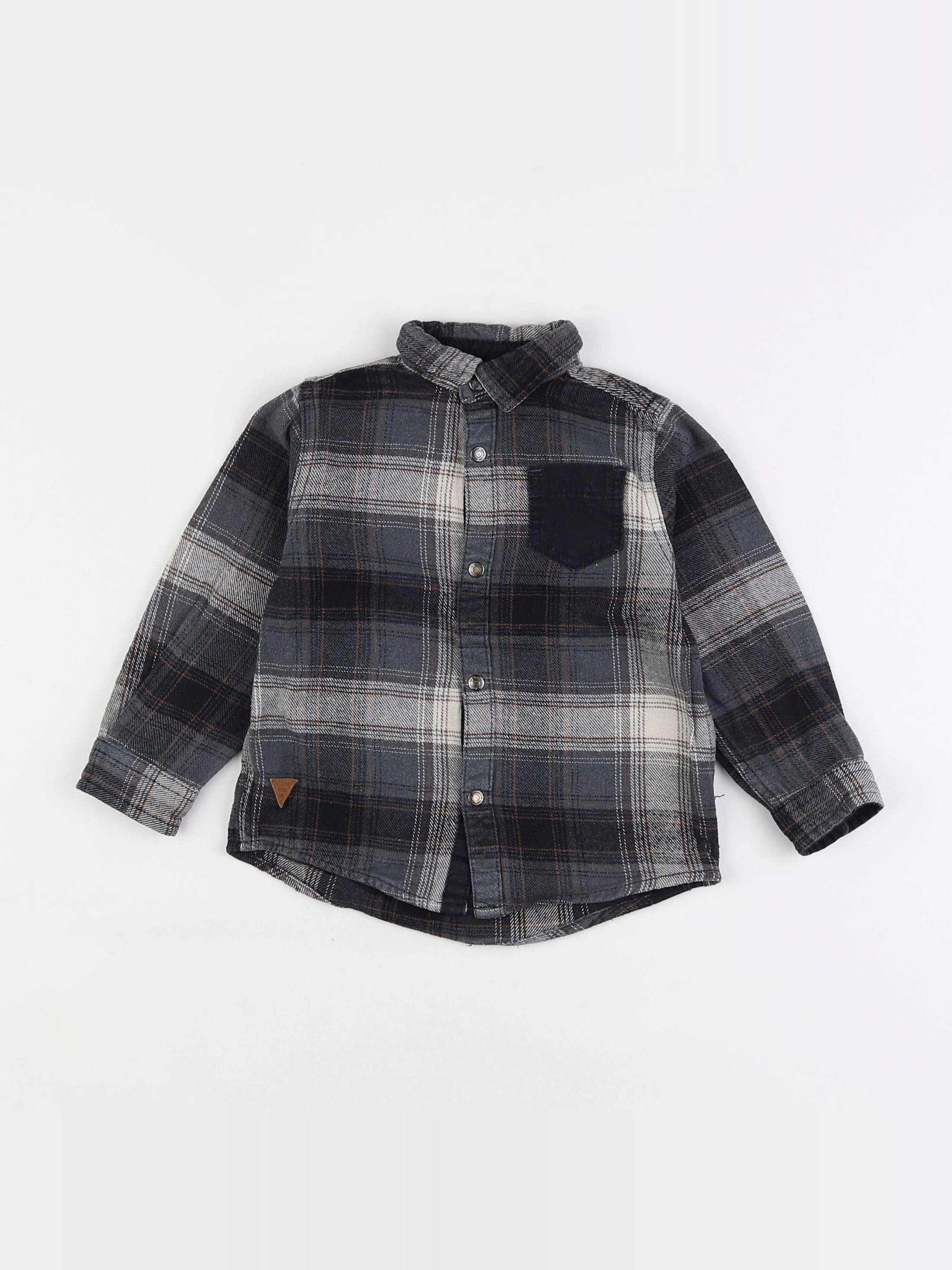Vertbaudet - chemise gris, noir - 3 ans