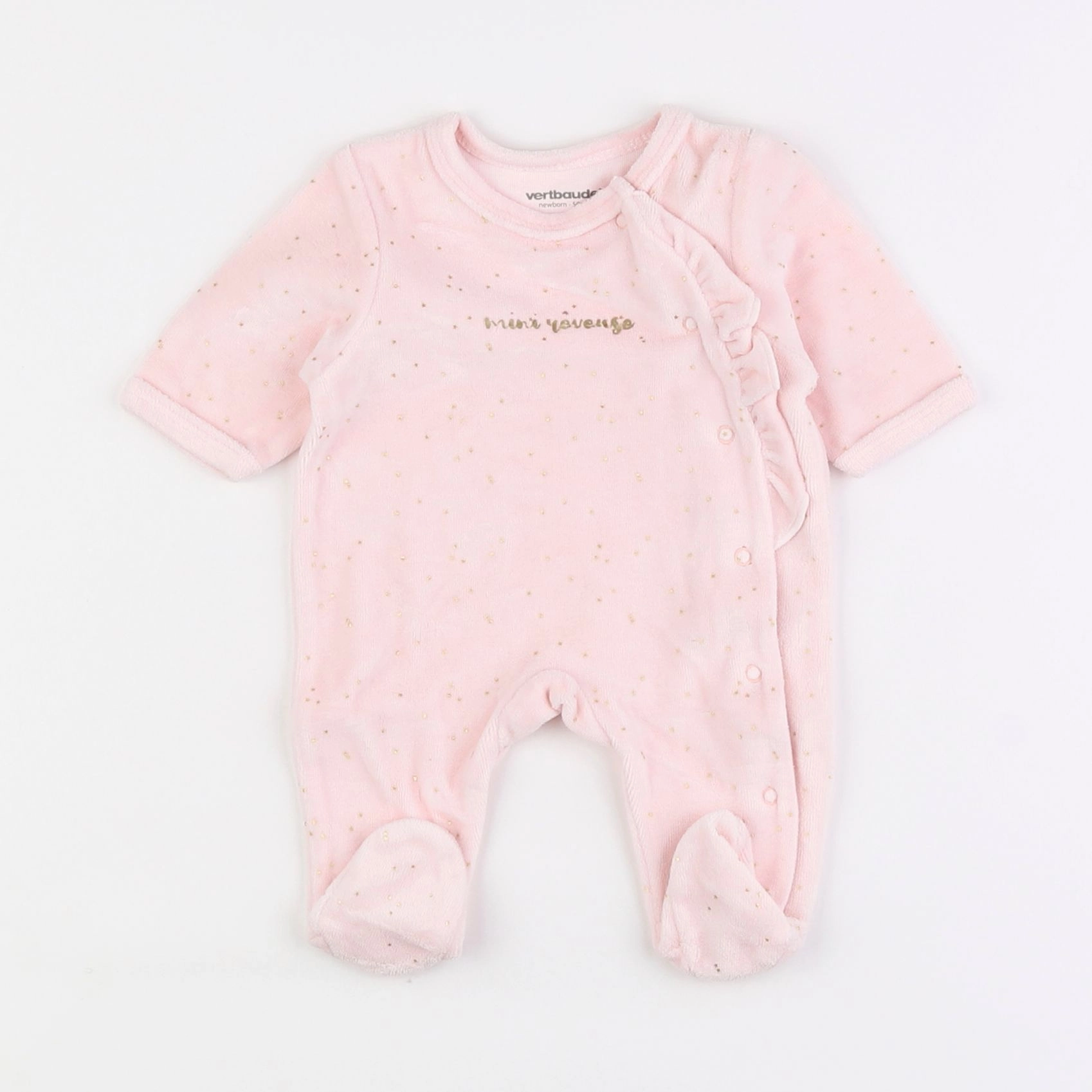 Vertbaudet - pyjama velours rose - 0 mois