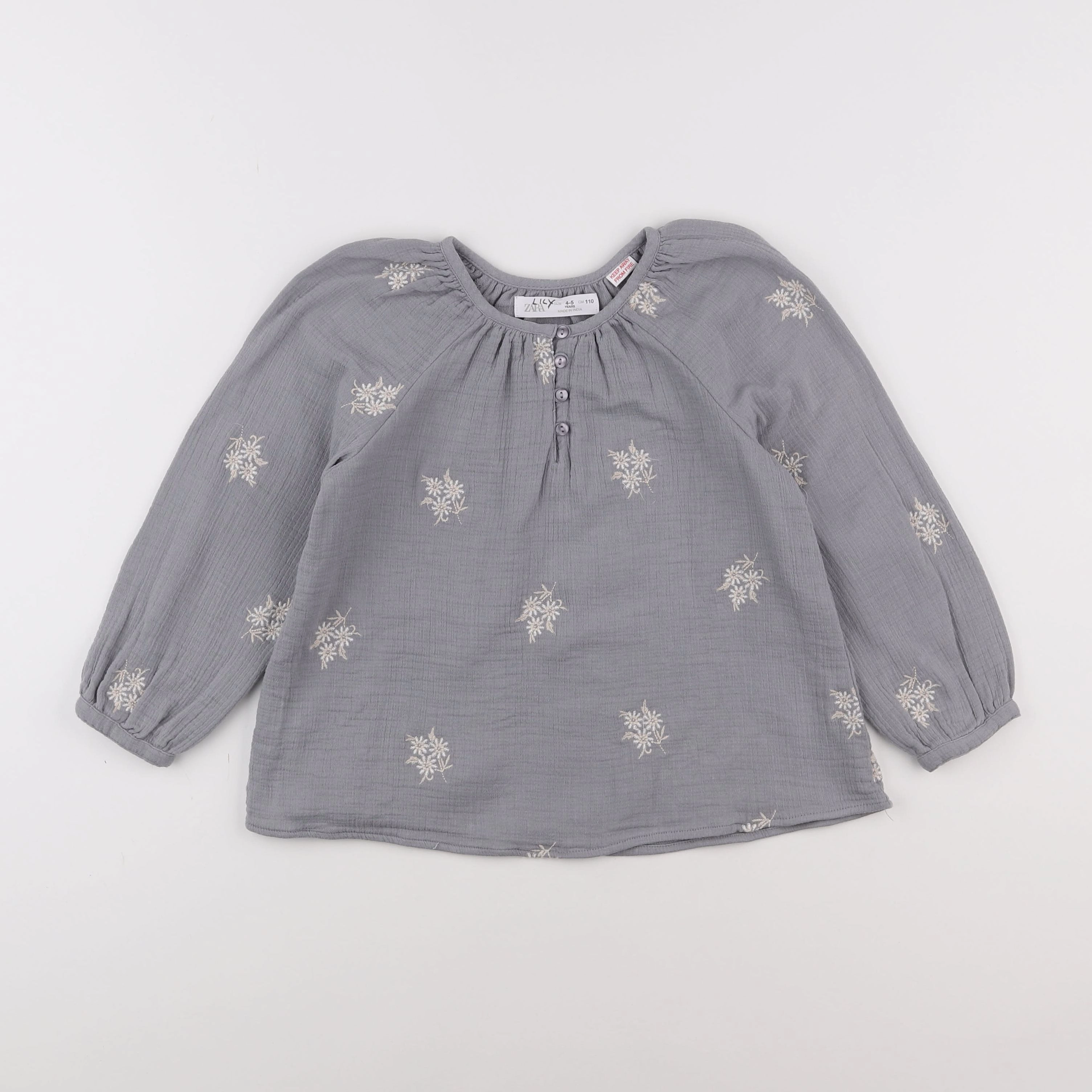 Zara - blouse gris - 4/5 ans