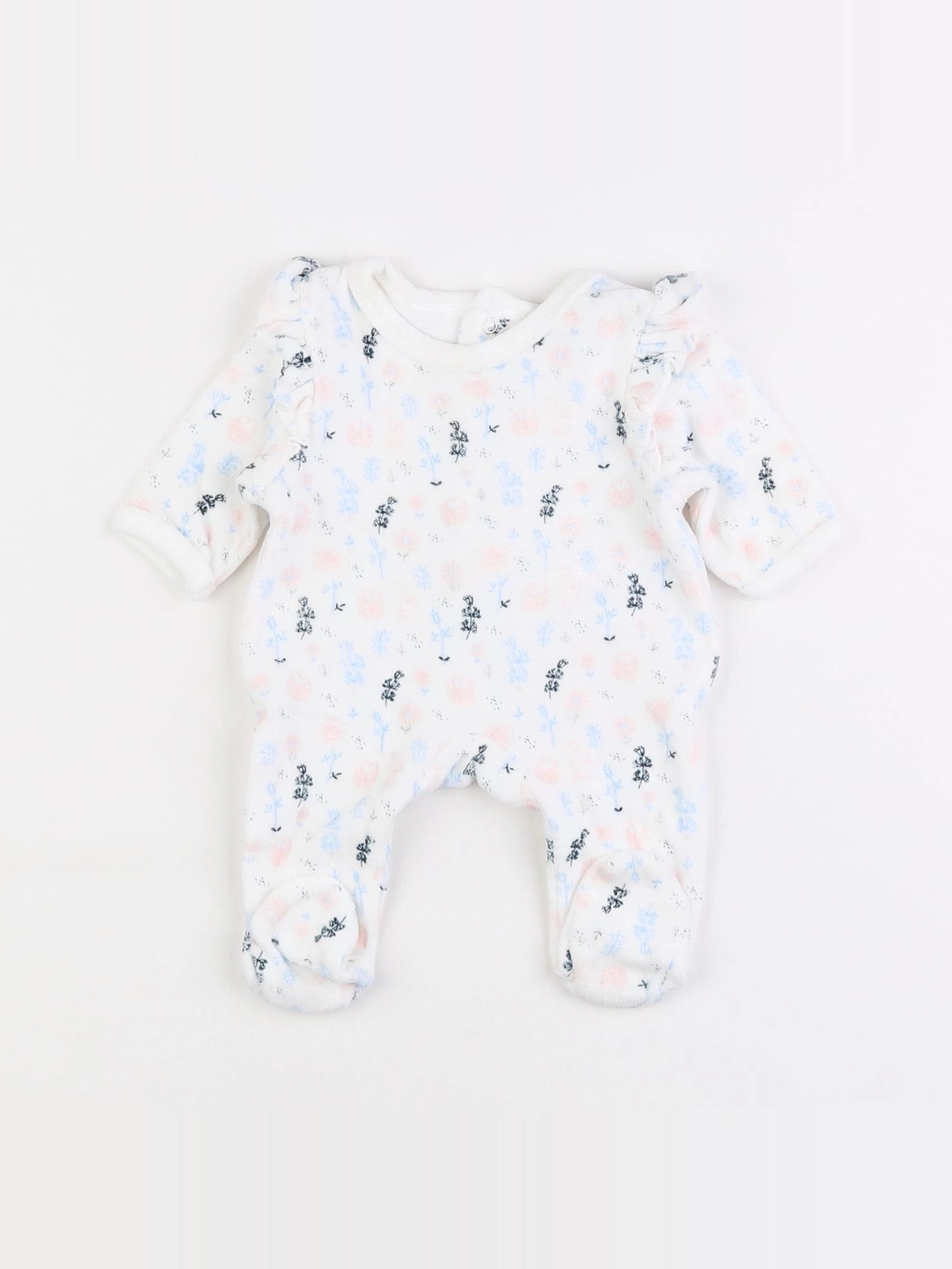 Vertbaudet - pyjama velours blanc - 0 mois