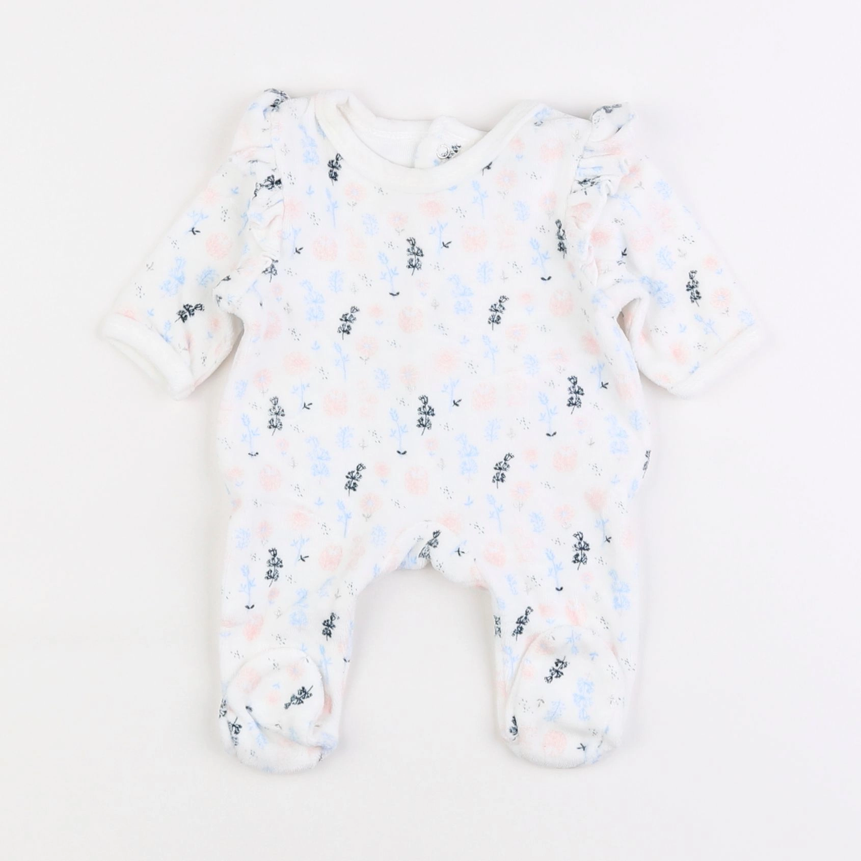 Vertbaudet - pyjama velours blanc - 0 mois