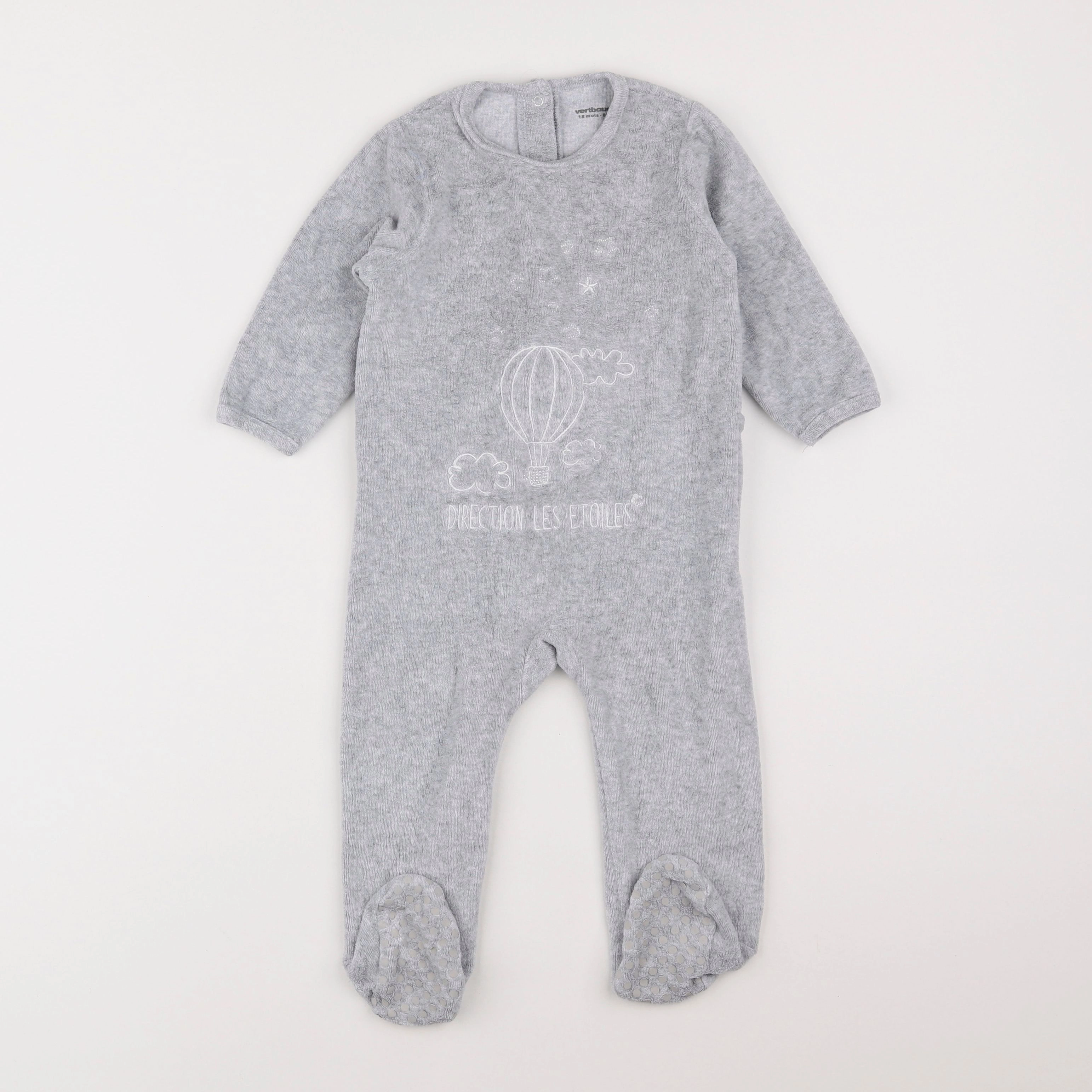 Vertbaudet - pyjama velours gris - 18 mois