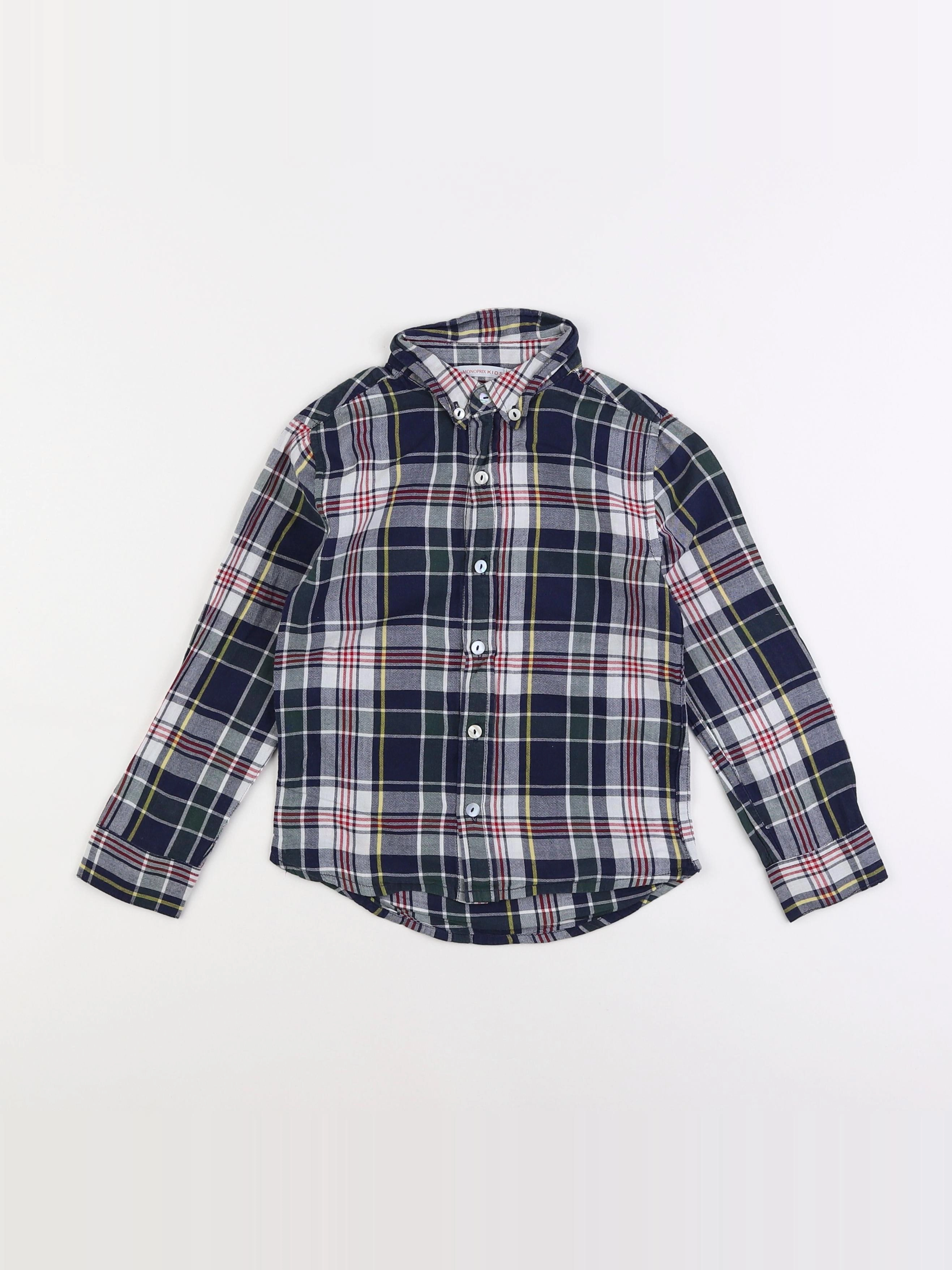 Monoprix - chemise bleu, beige, blanc - 5 ans