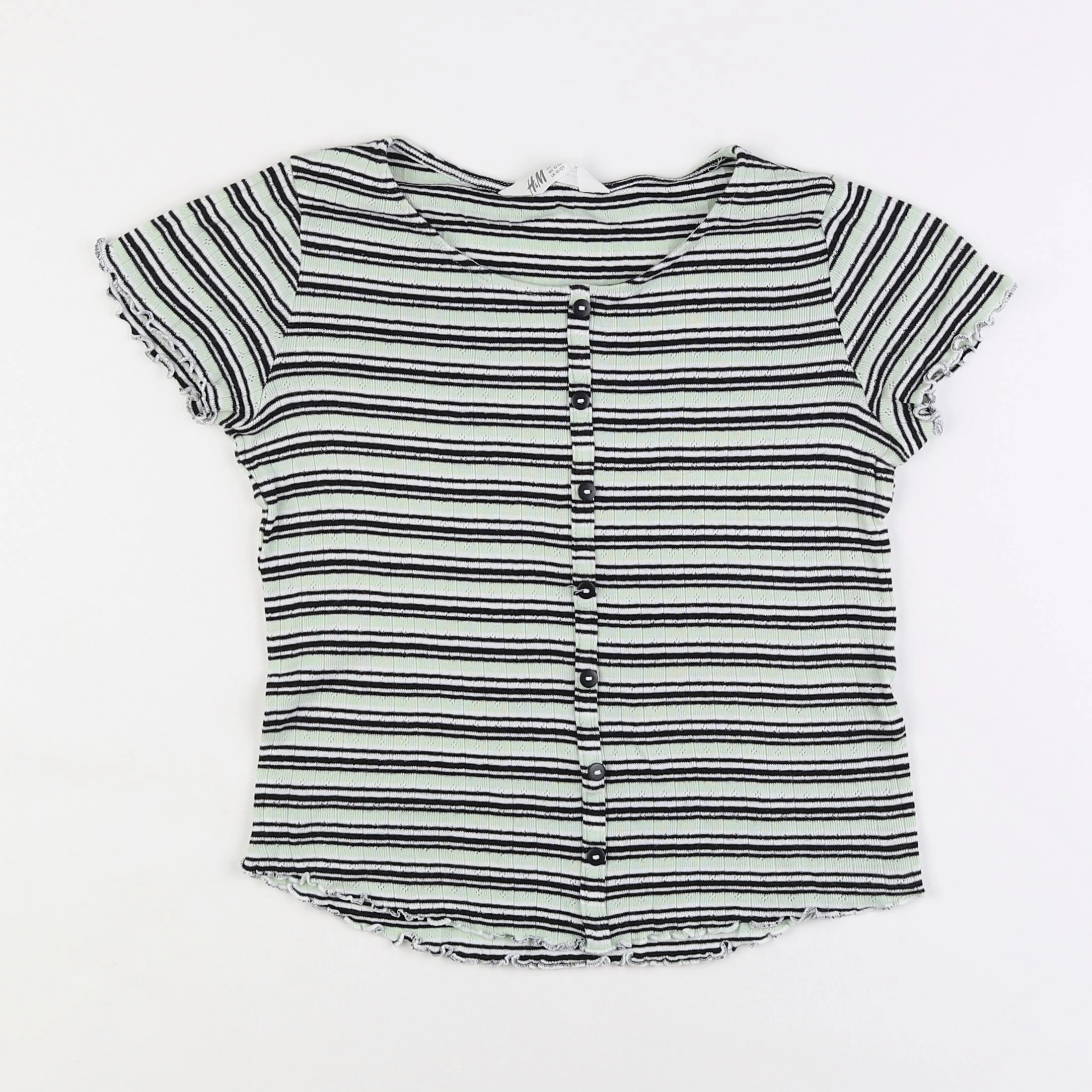 H&M - tee-shirt vert, noir - 10/12 ans