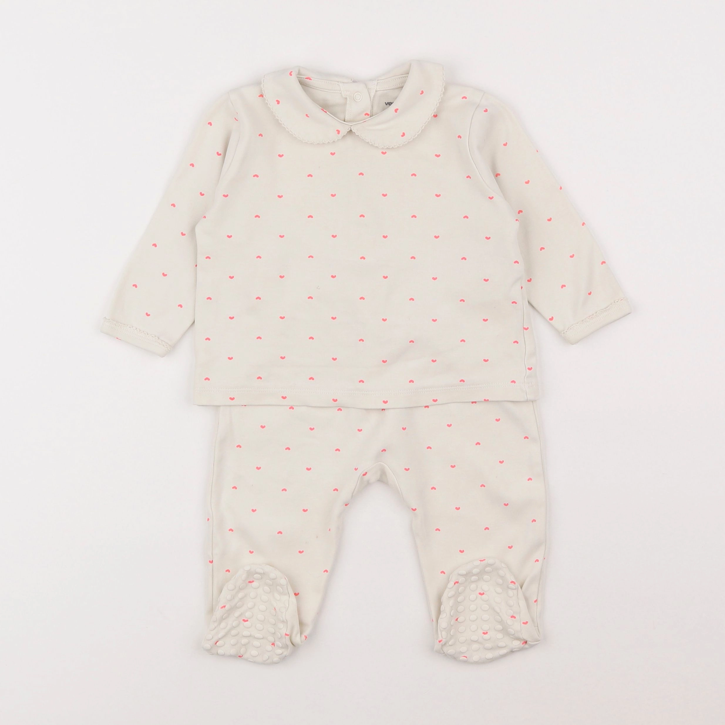 Vertbaudet - pyjama coton beige - 9 mois