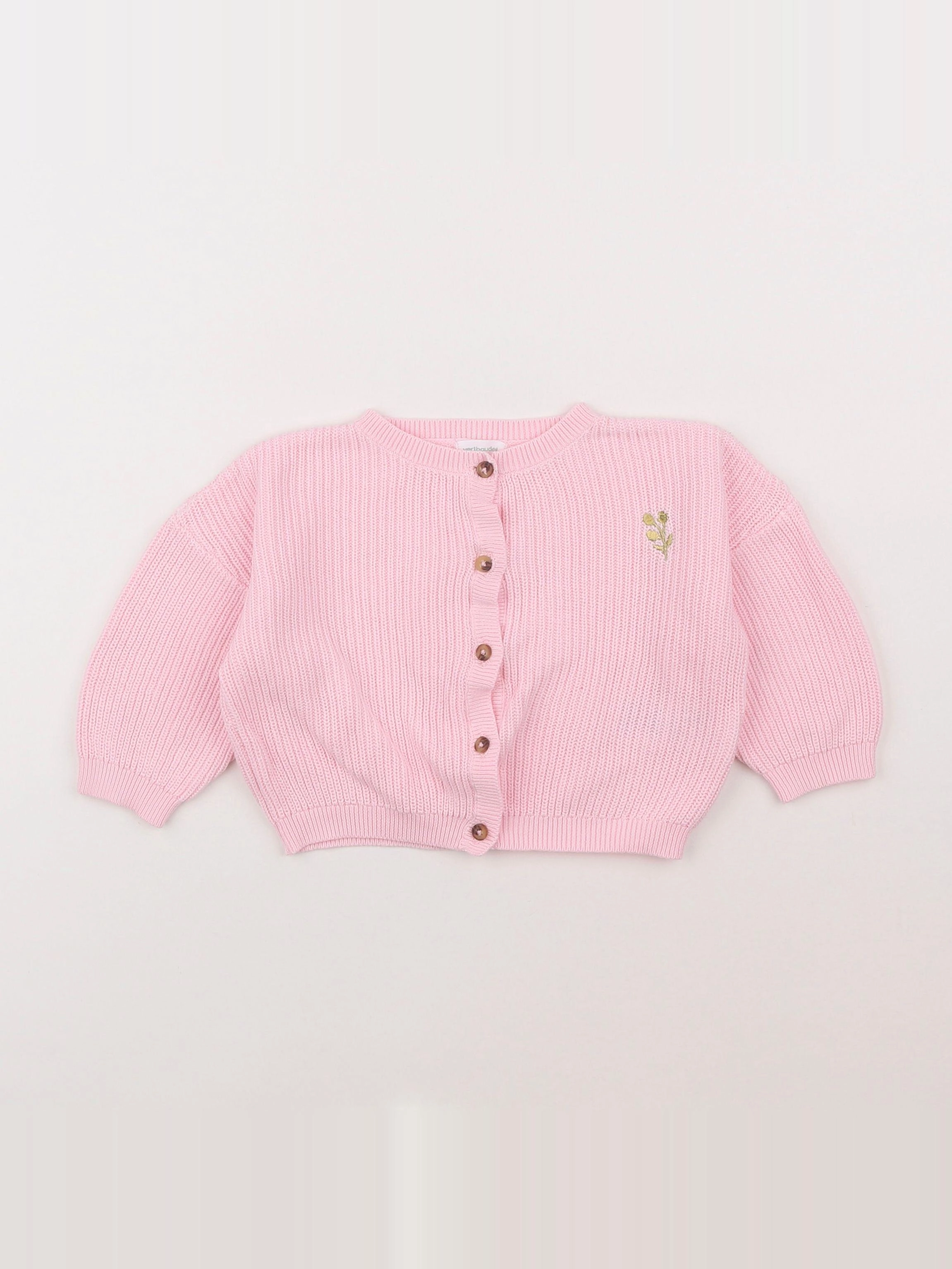 Vertbaudet - gilet rose - 12 mois