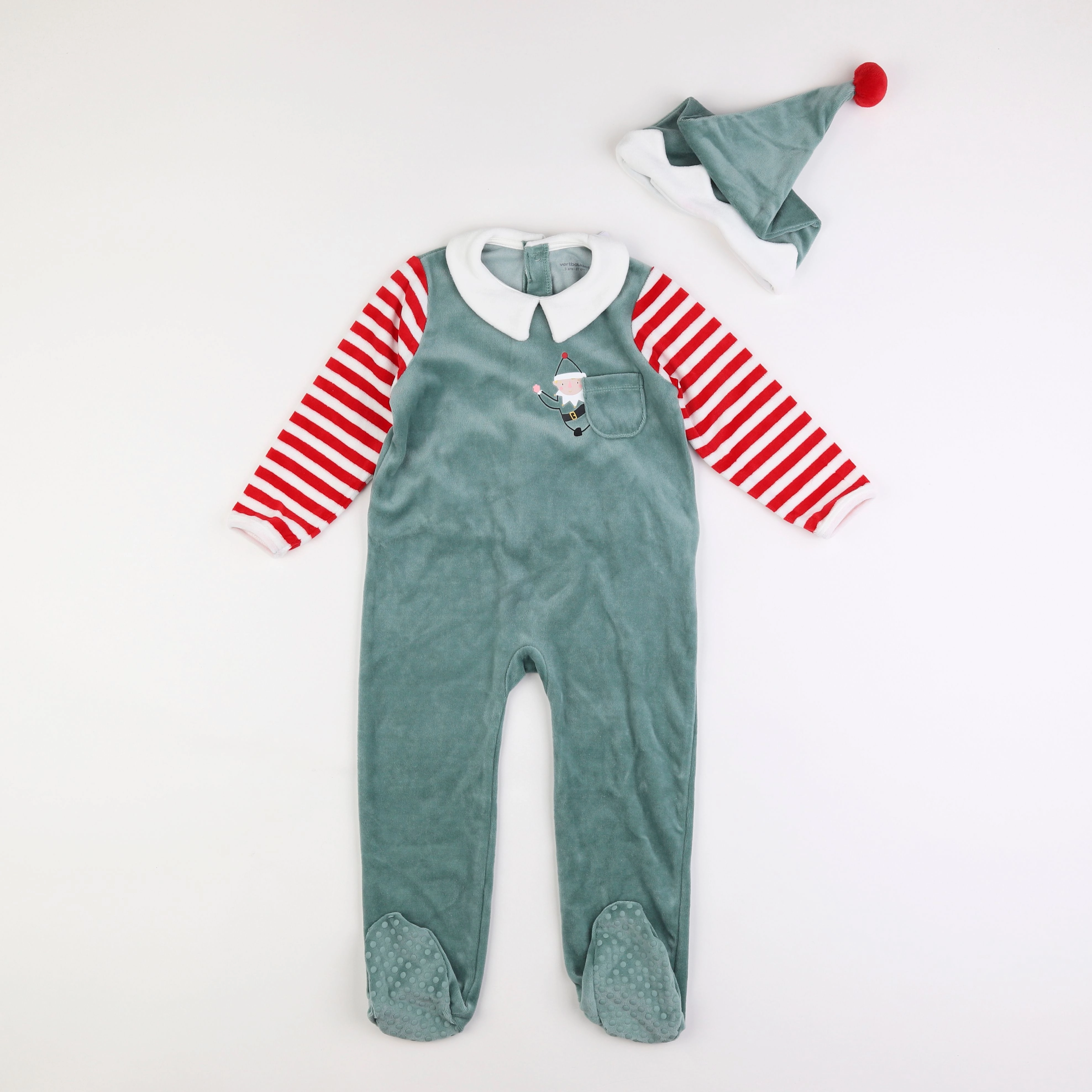 Vertbaudet - pyjama velours vert - 3 ans