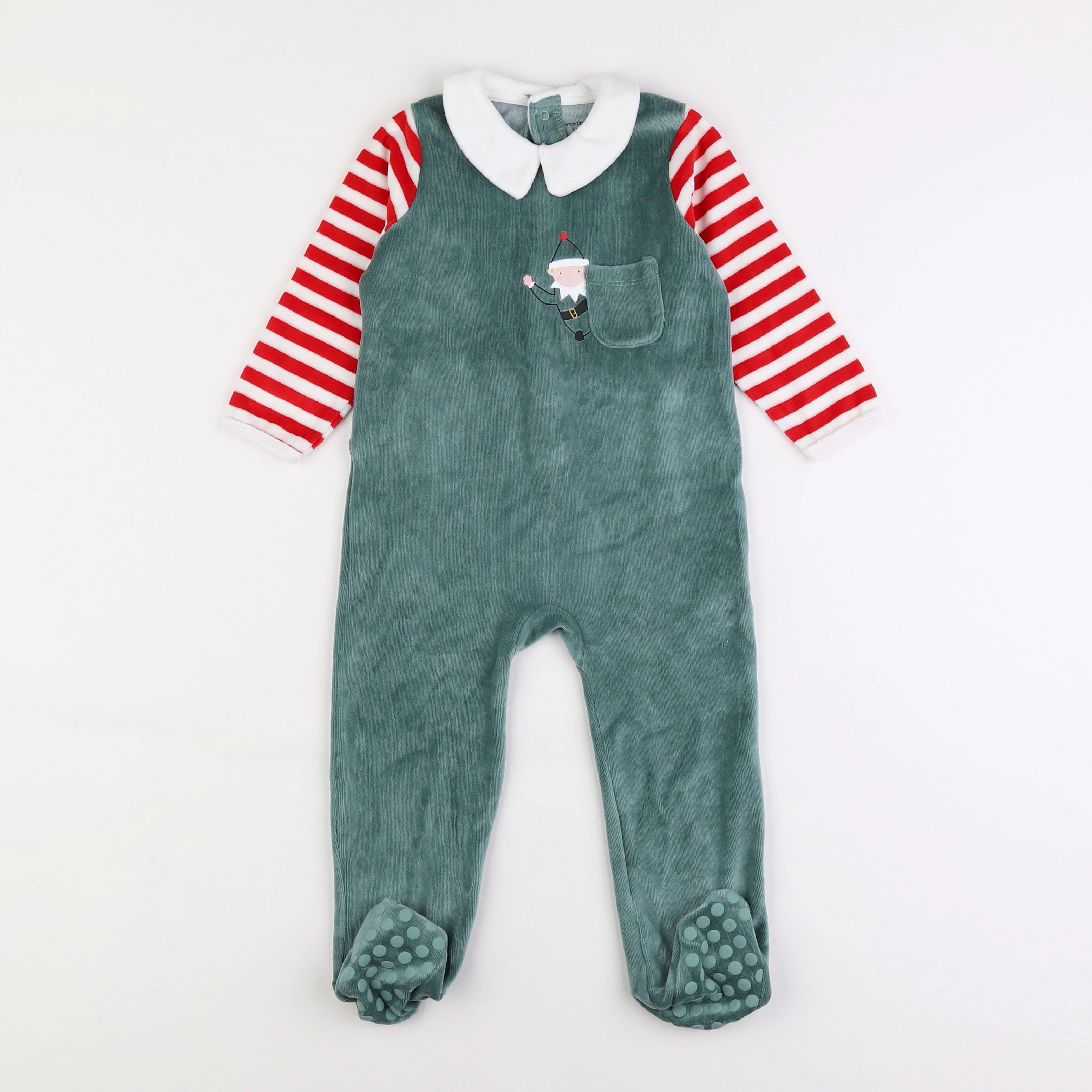 Vertbaudet - pyjama velours vert - 2 ans