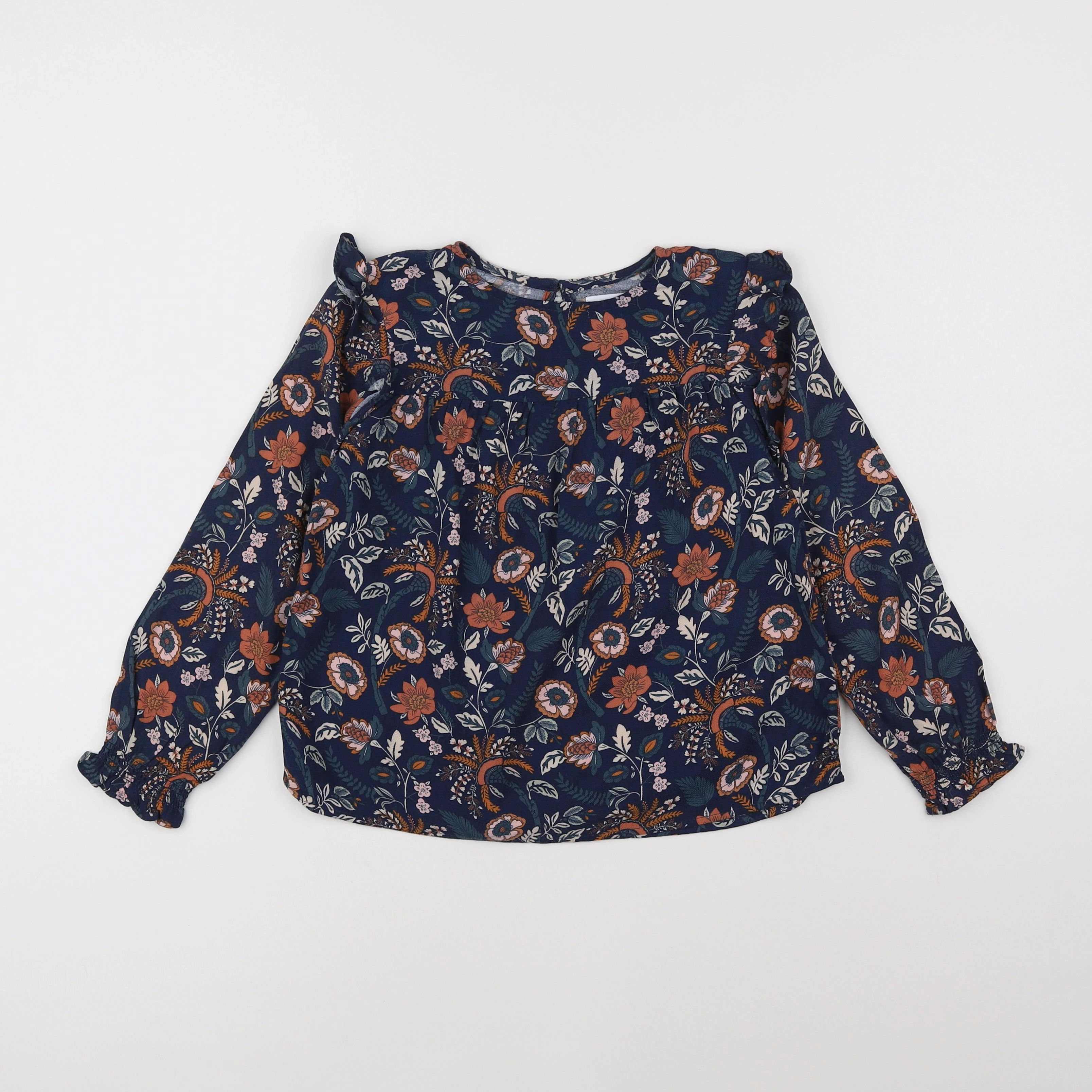 Vertbaudet - blouse bleu, marron - 7 ans