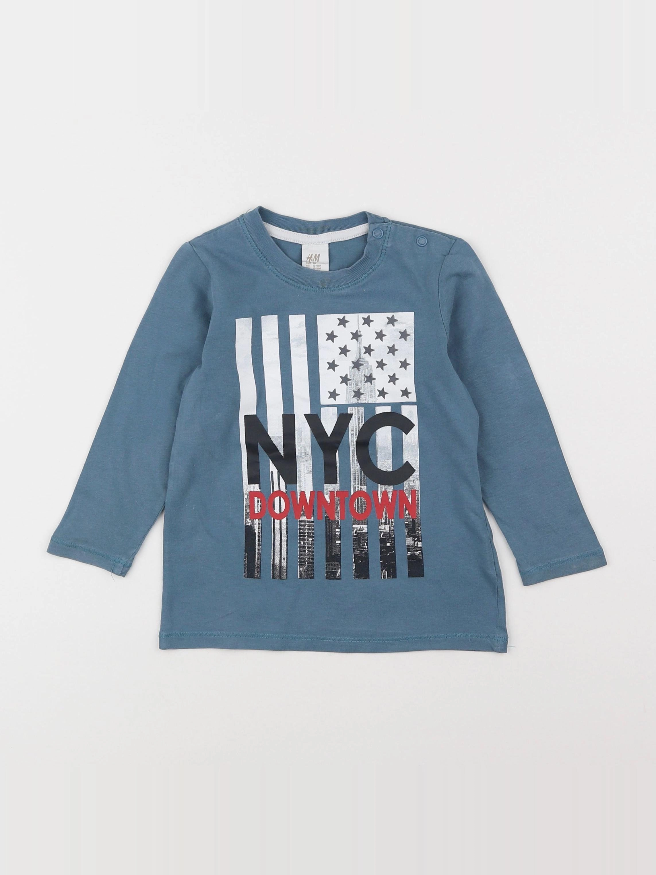 H&M - tee-shirt bleu - 12/18 mois