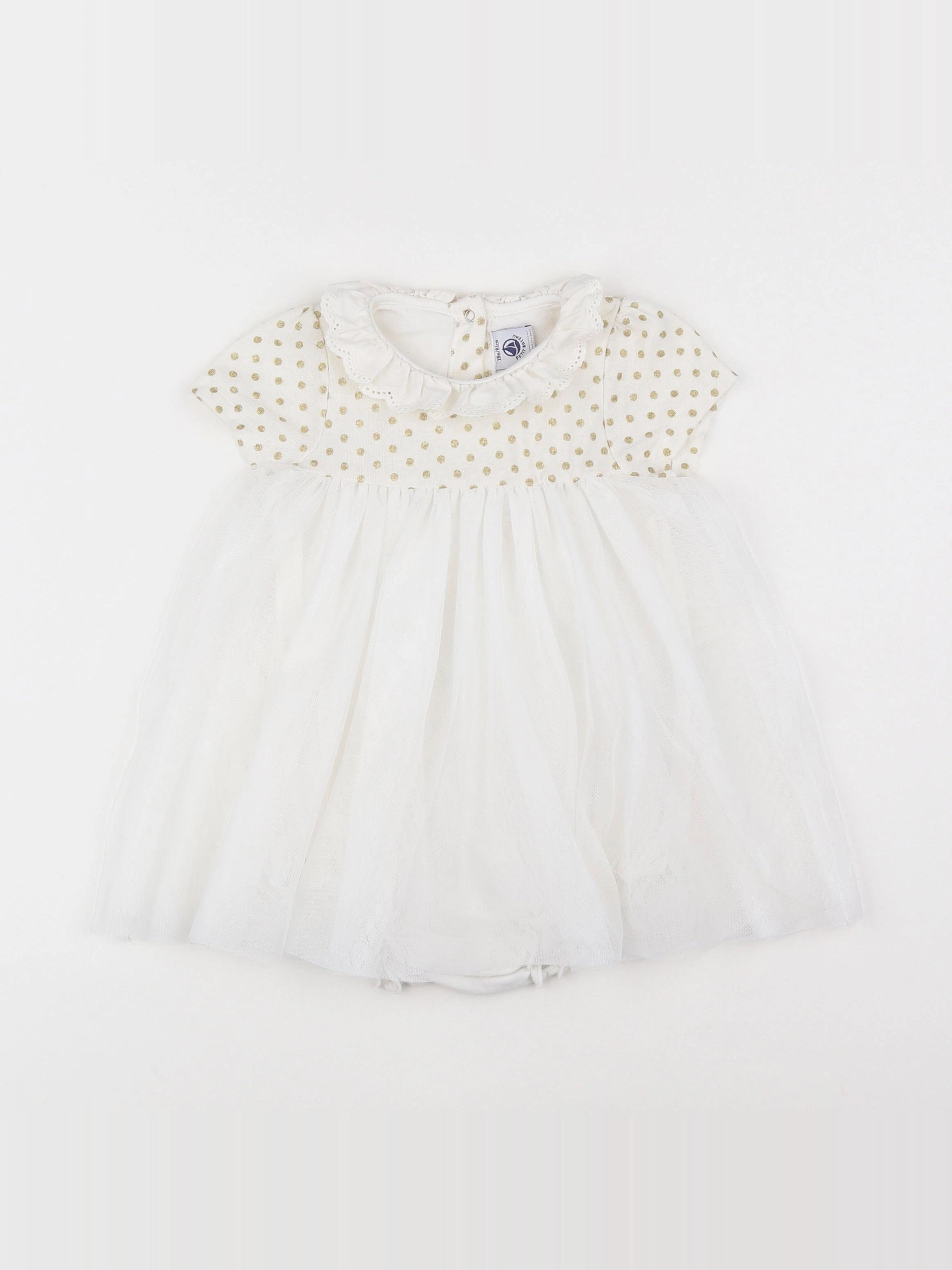 Petit Bateau - robe blanc, or - 18 mois