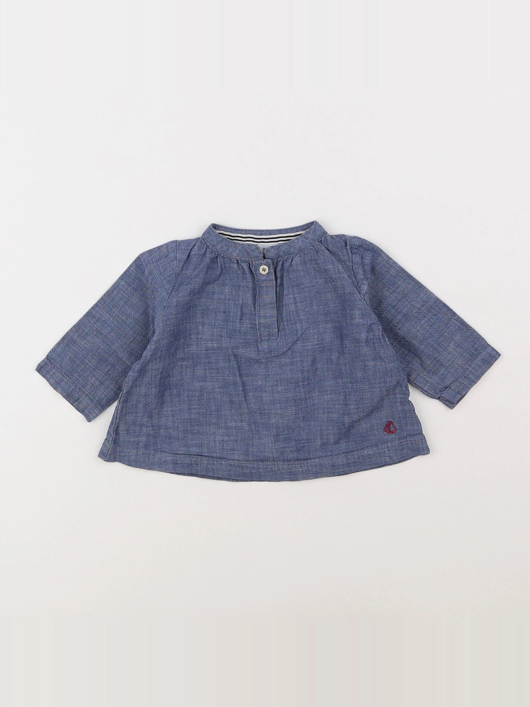 Petit Bateau - blouse bleu - 6 mois