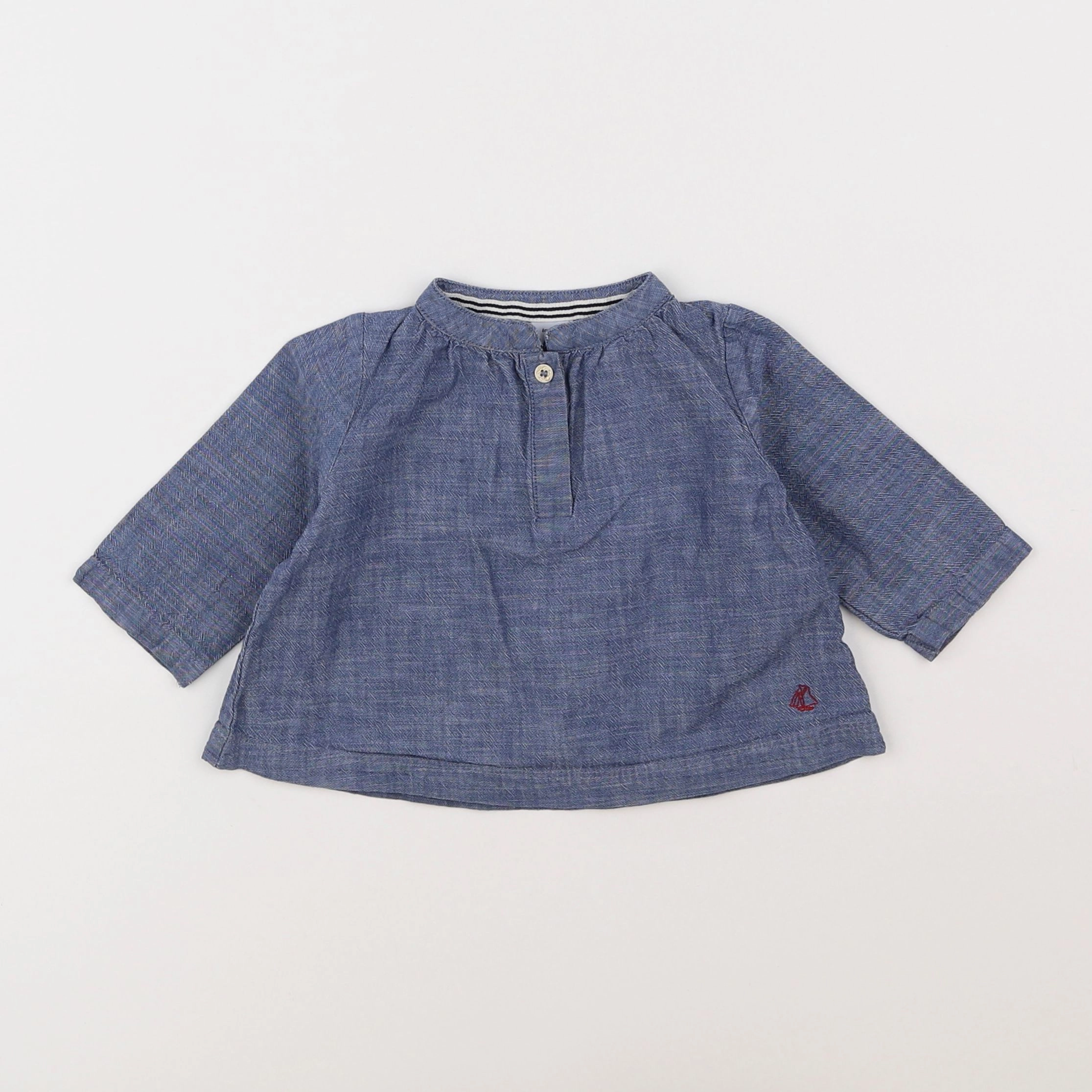Petit Bateau - blouse bleu - 6 mois