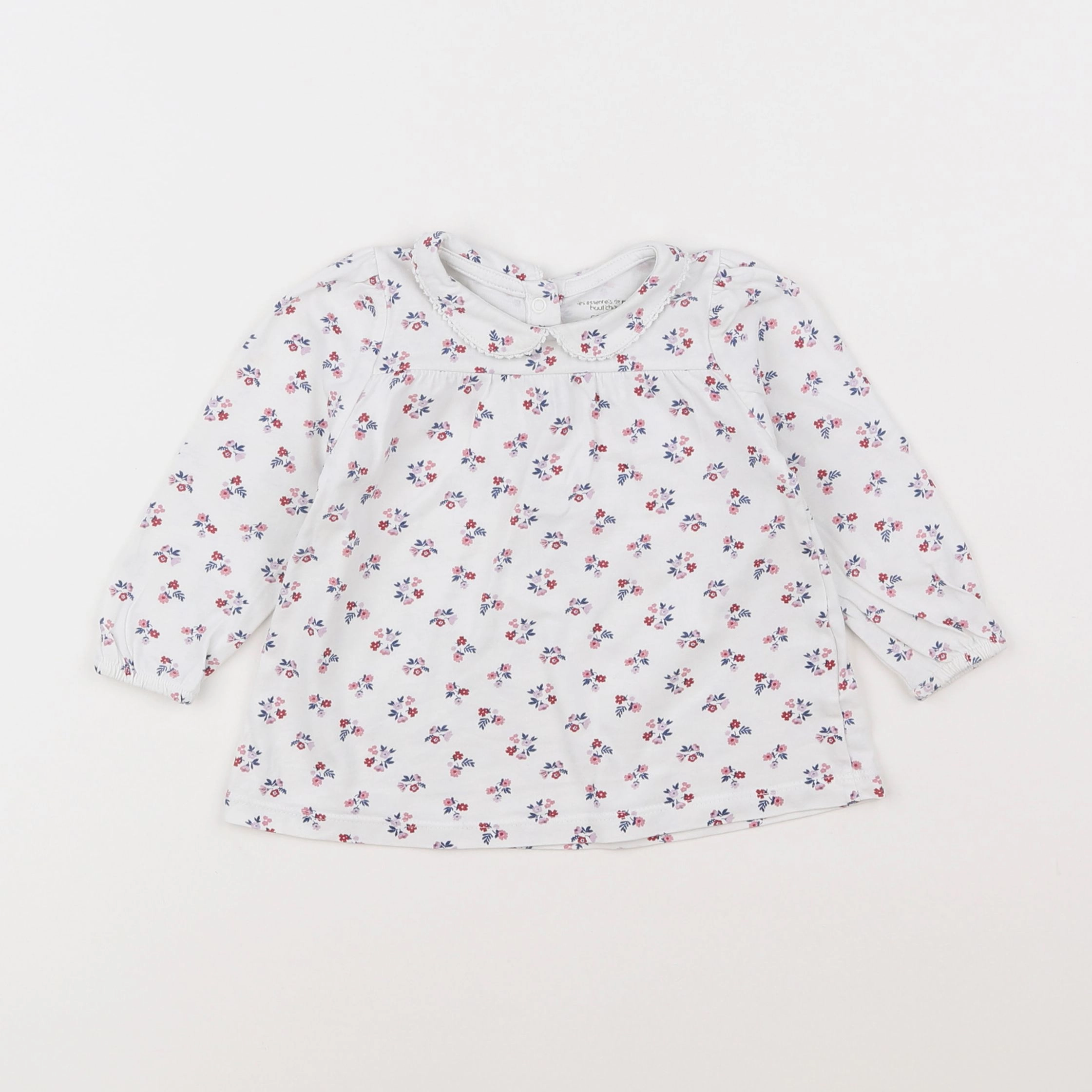 Boutchou - tee-shirt blanc, rose - 12 mois