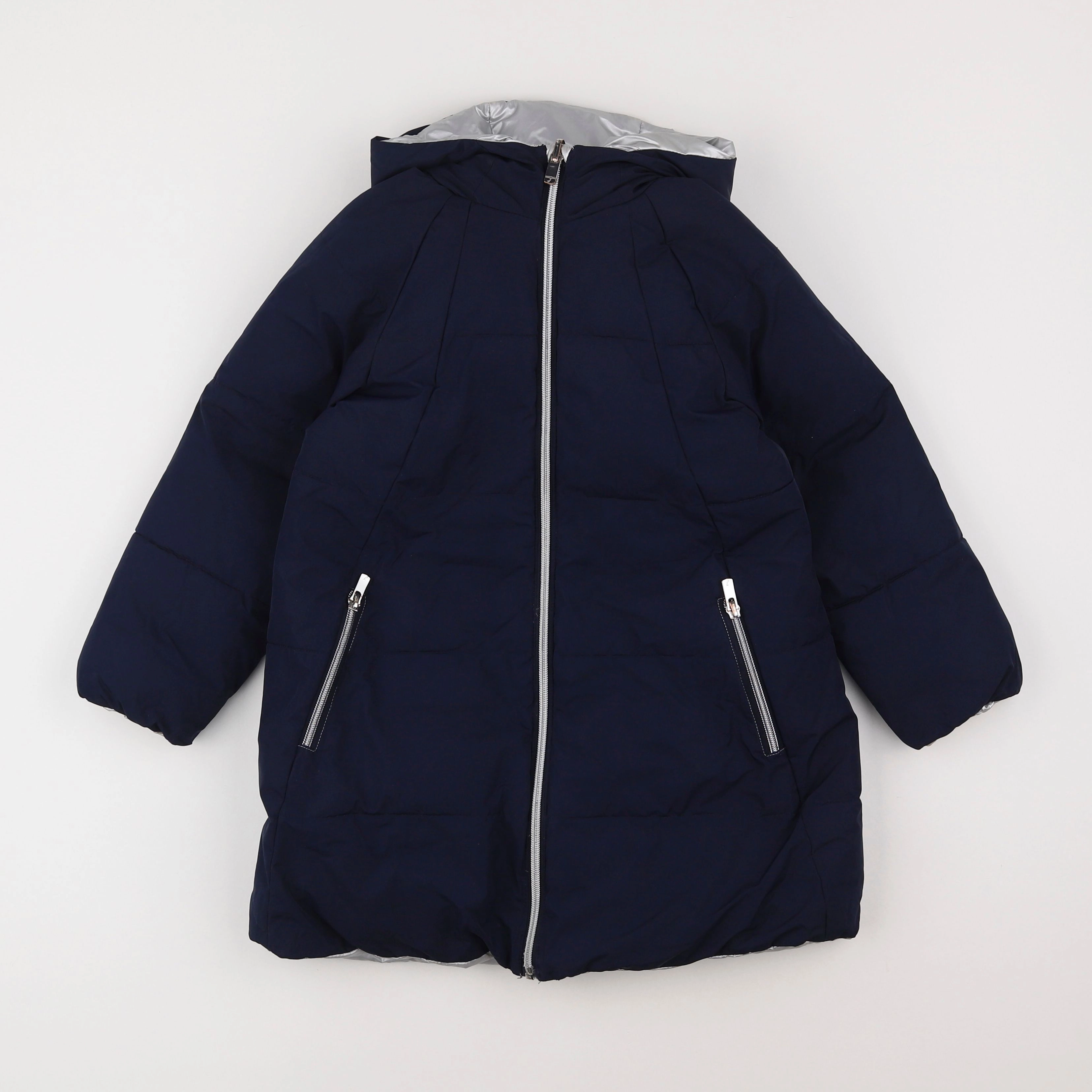 Jacadi - manteau réversible bleu, argent - 6 ans