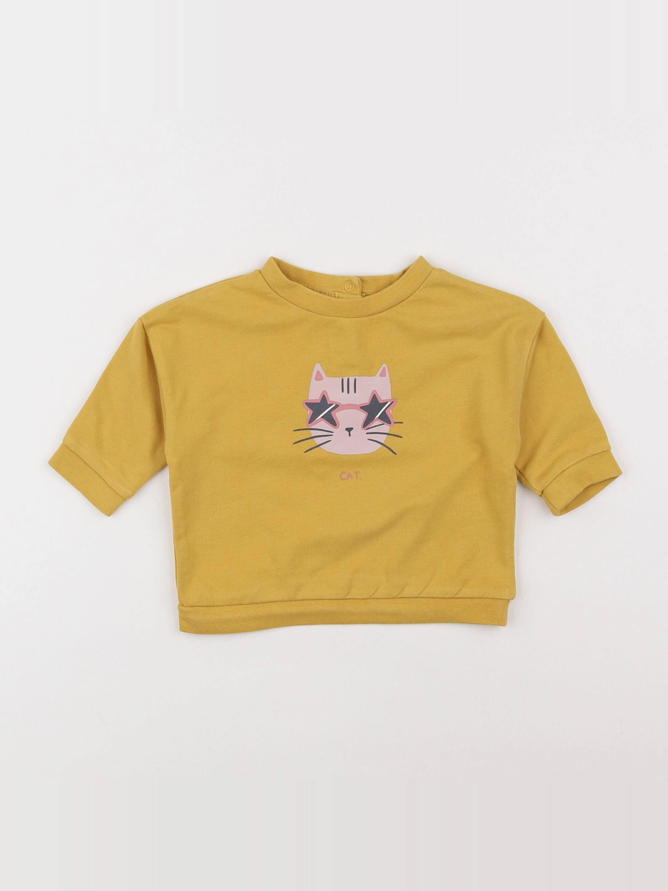 Vertbaudet - sweat jaune, rose - 6 mois