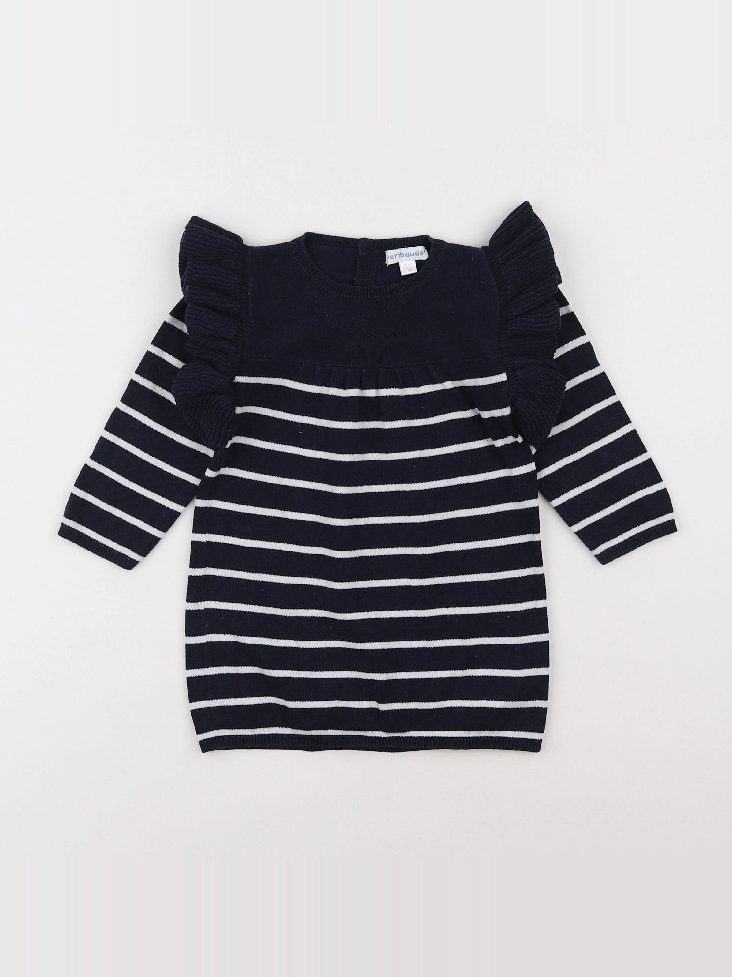 Vertbaudet - robe bleu, blanc - 18 mois