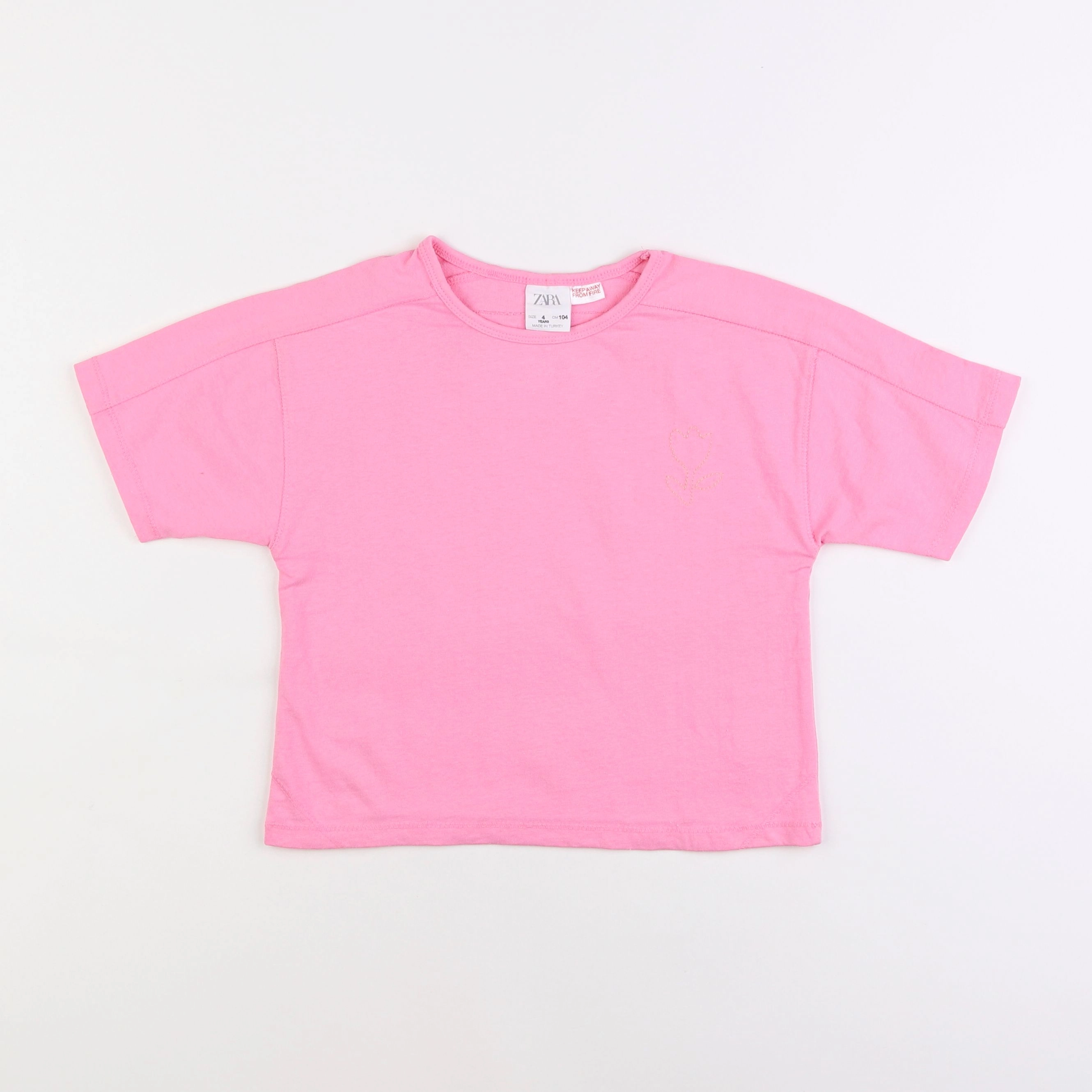 Zara - tee-shirt rose - 4 ans