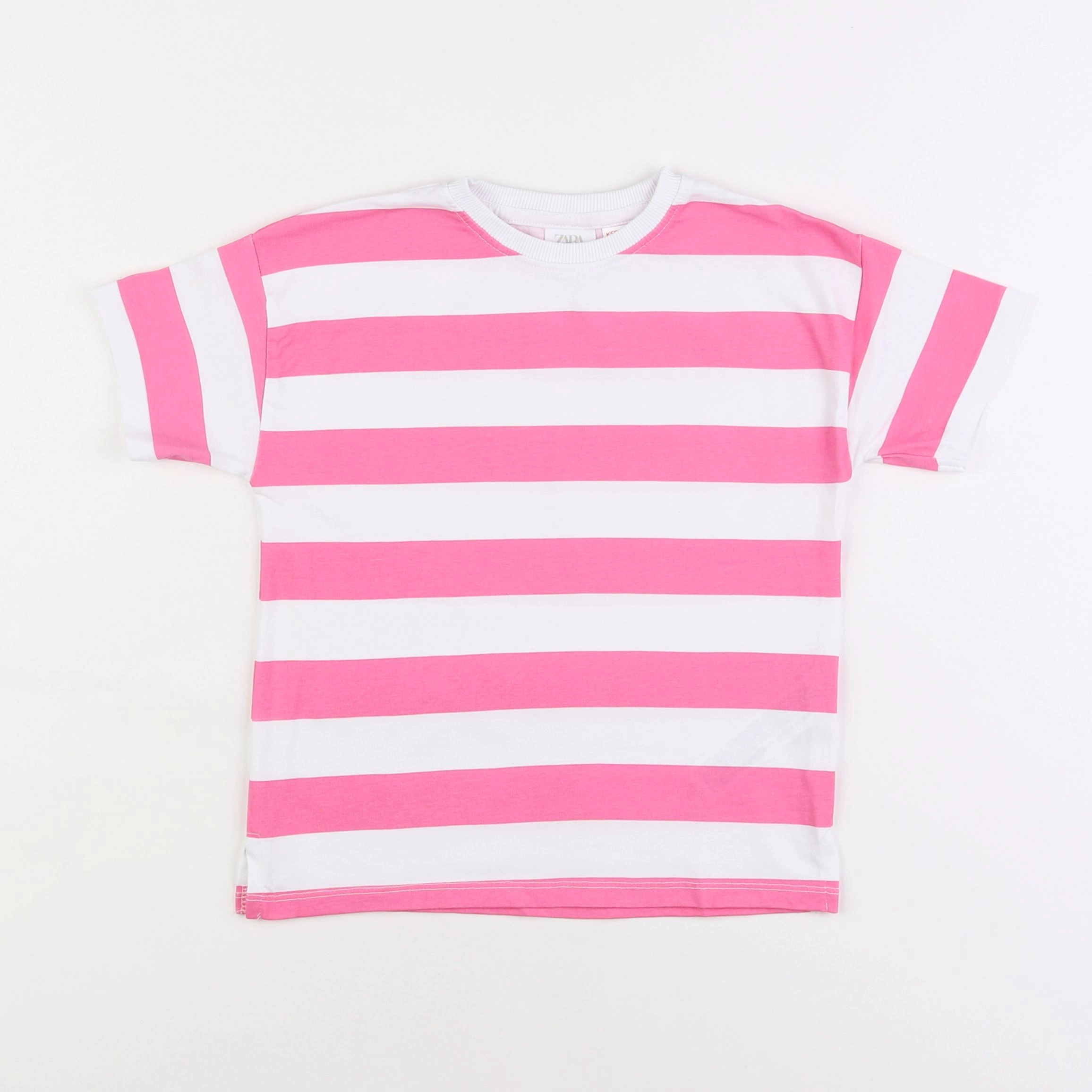 Zara - tee-shirt blanc, rose - 3/4 ans