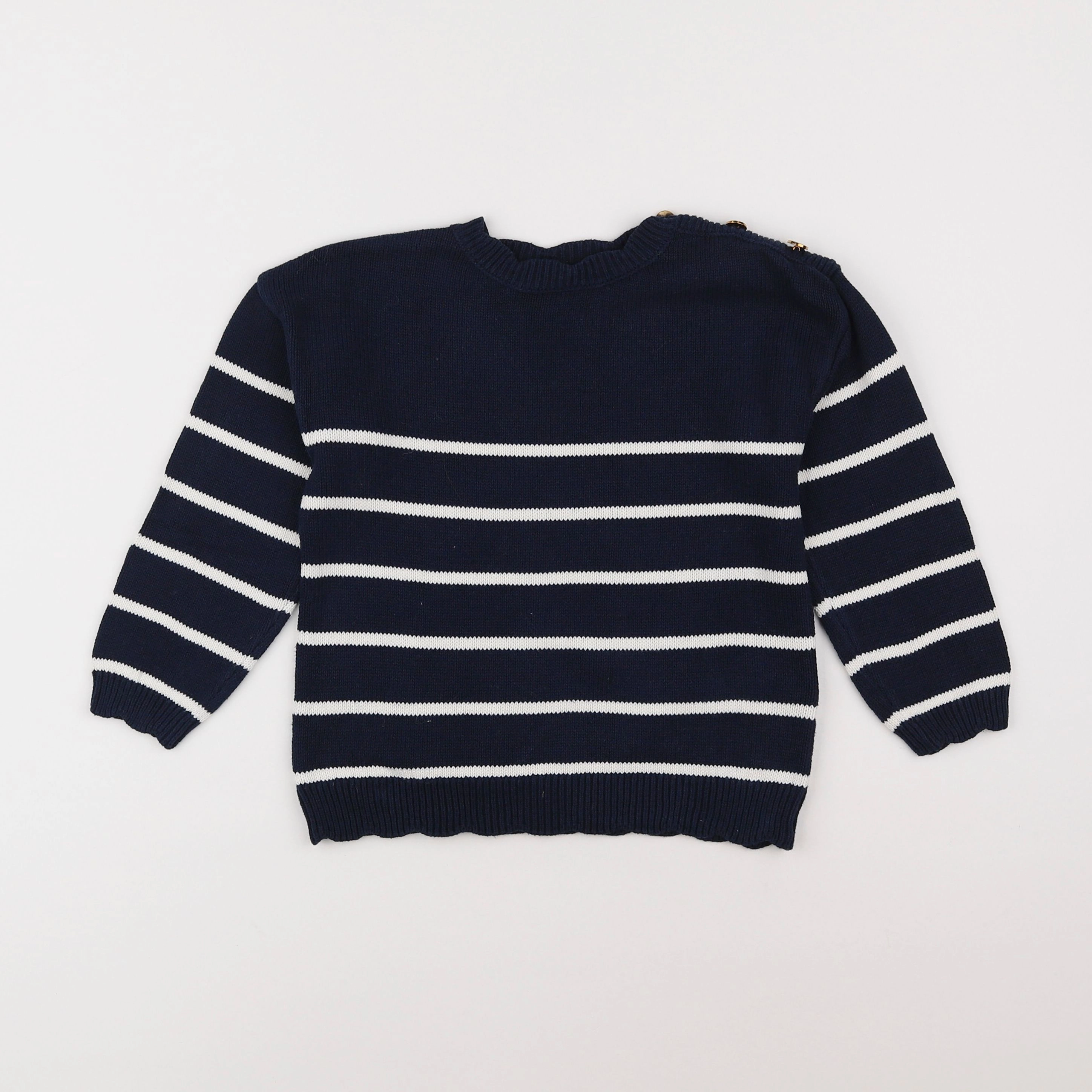 Vertbaudet - pull bleu, blanc - 6 ans