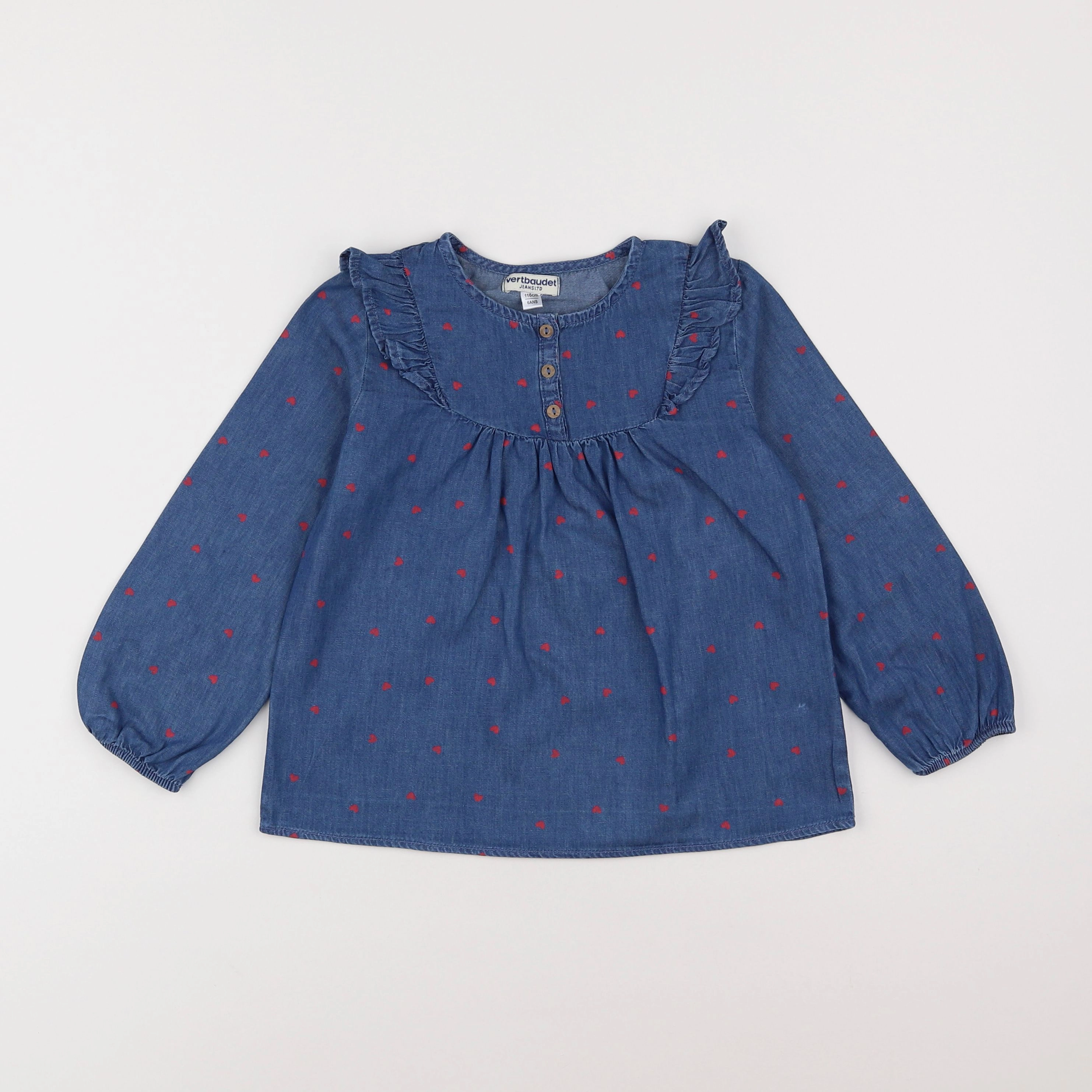 Vertbaudet - blouse bleu, rouge - 6 ans