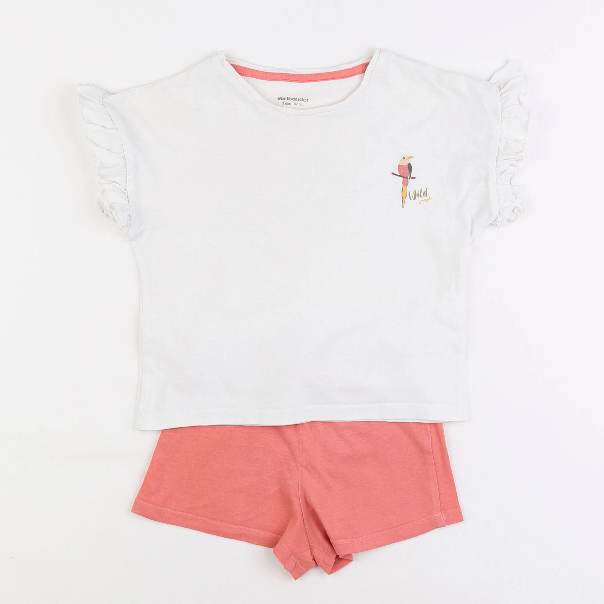 Vertbaudet - ensemble rose, beige - 3 ans