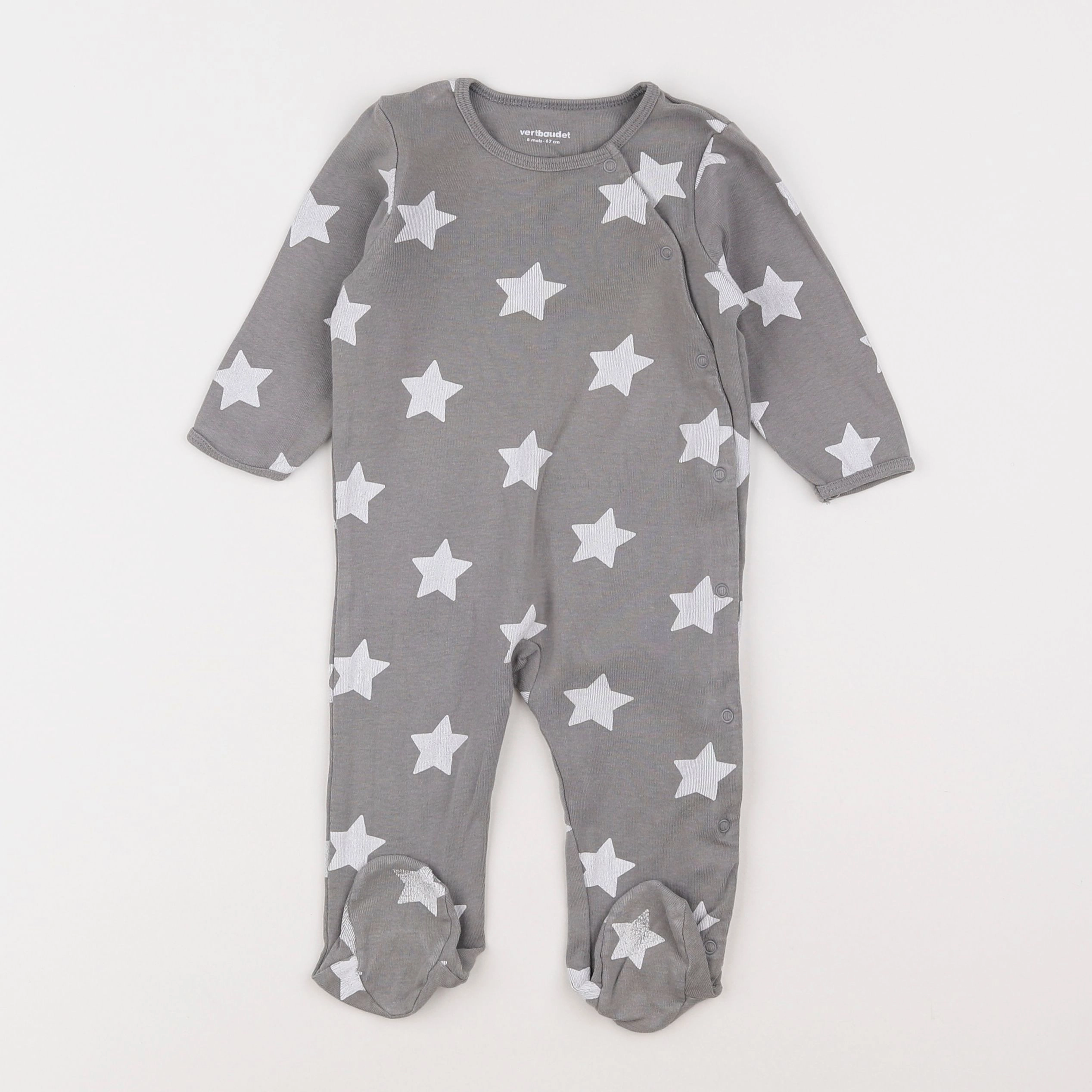 Vertbaudet - pyjama coton gris - 6 mois